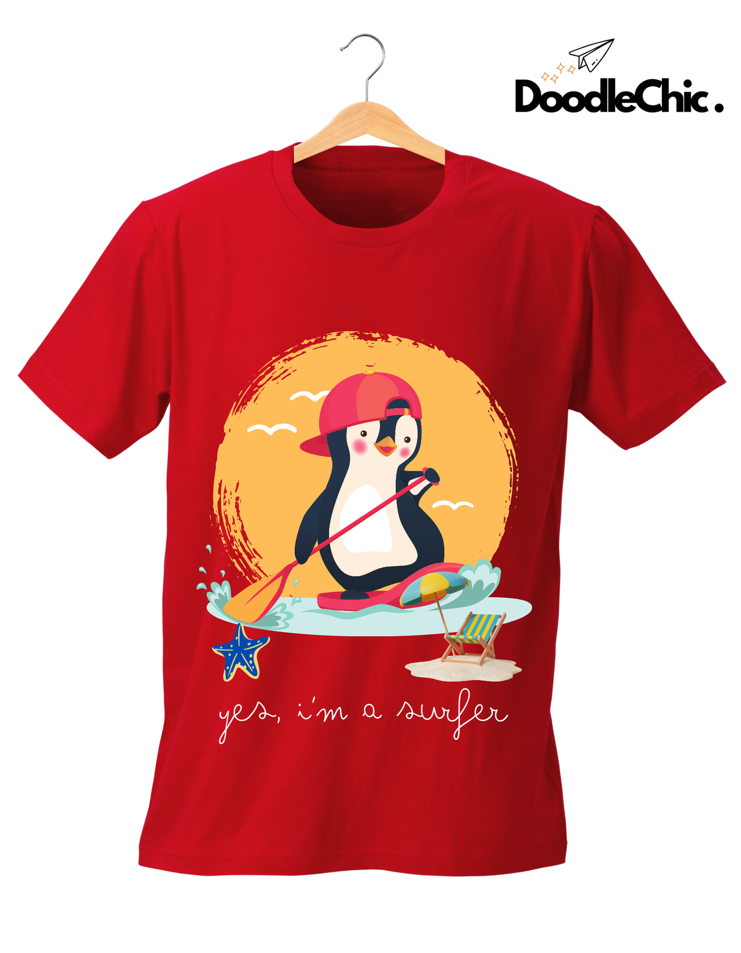 Penguin Surfer - Red