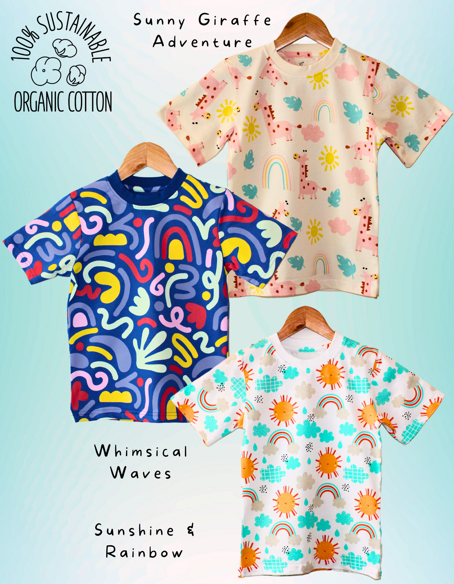 Pack of 3 - Whimsical Waves, Giraffe Adventures and Sunshine Rainbows