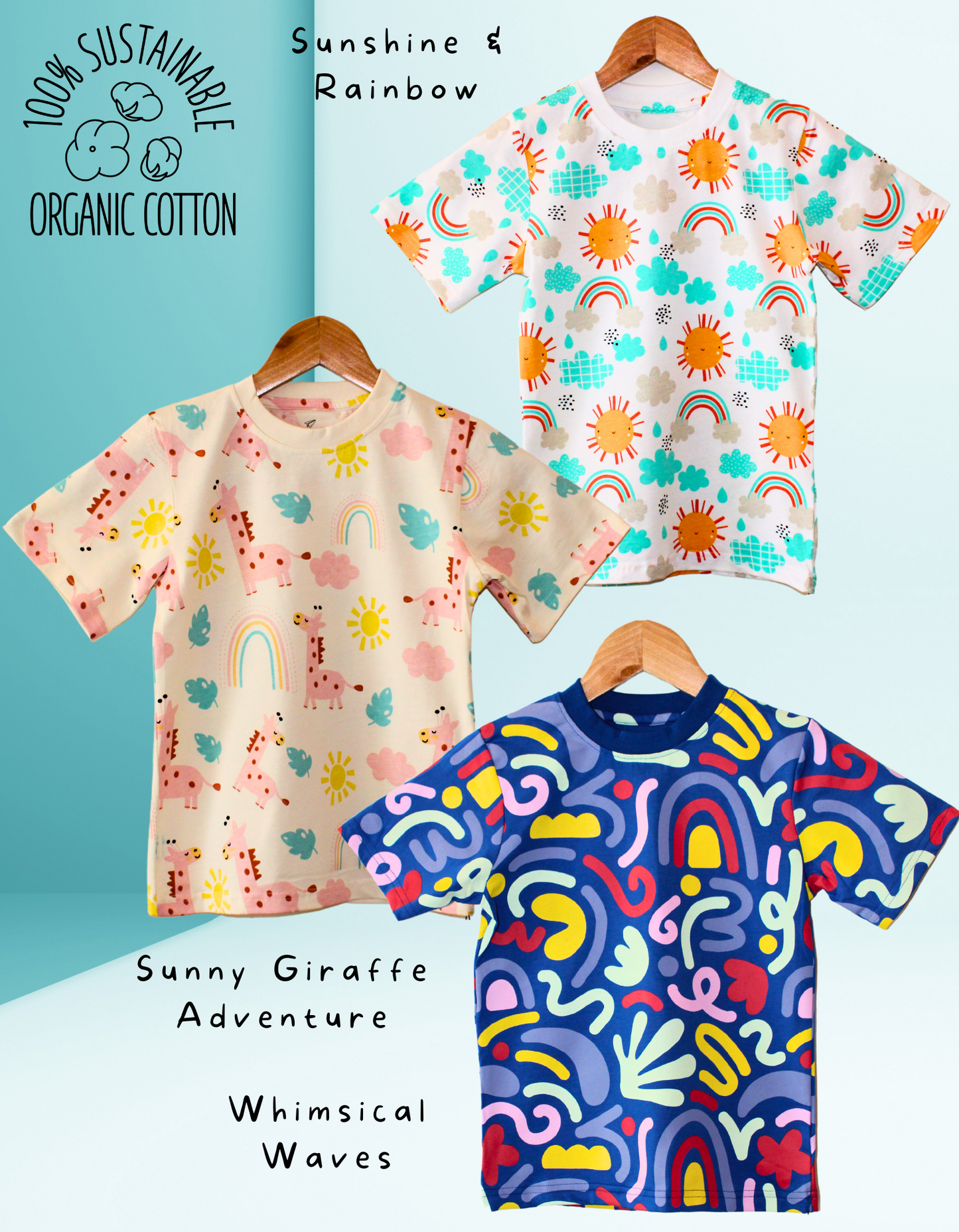 Pack of 3 - Whimsical Waves, Giraffe Adventures and Sunshine Rainbows