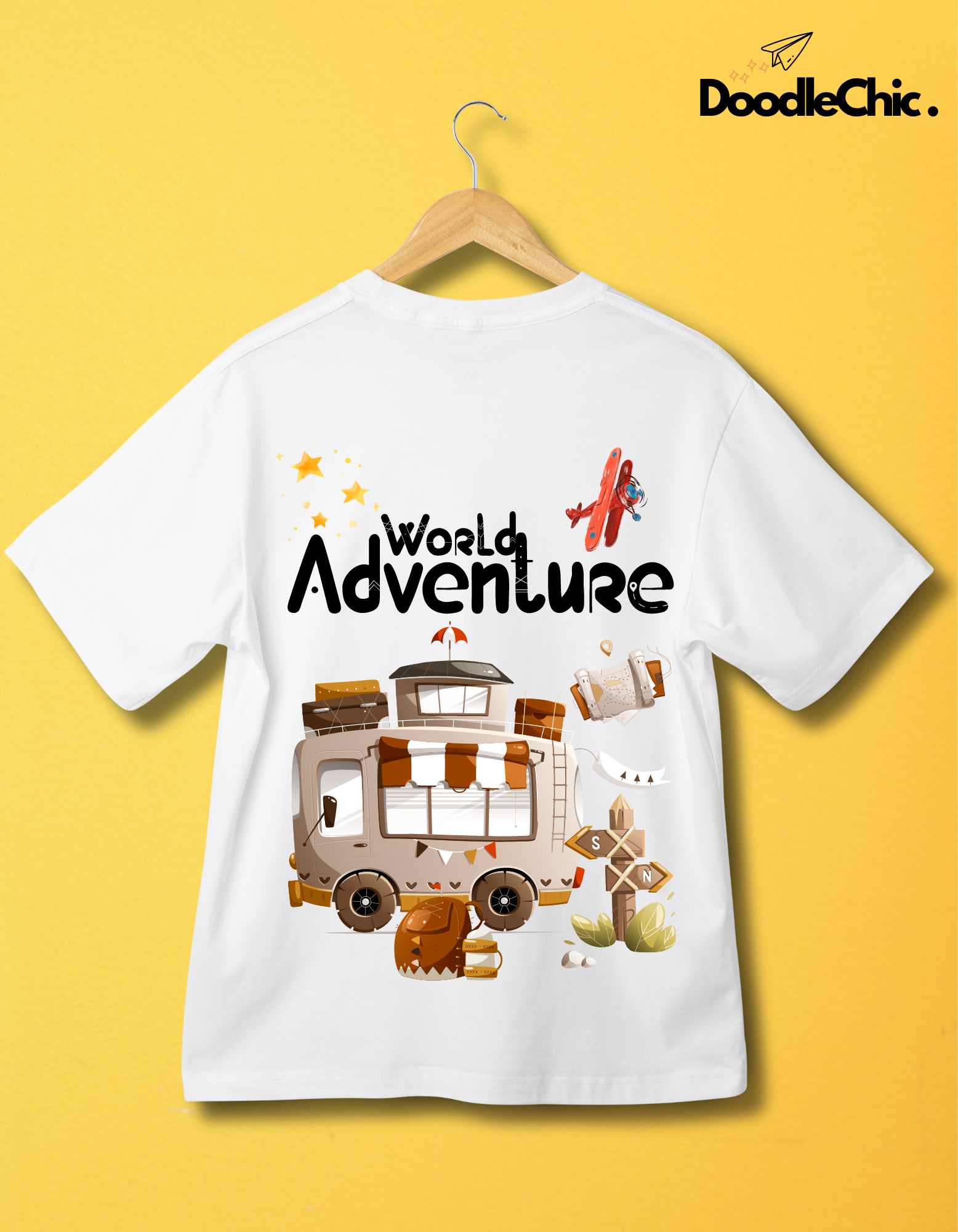 World Adventure by DoodleChic 100% Organic Cotton White Kids T-shirt