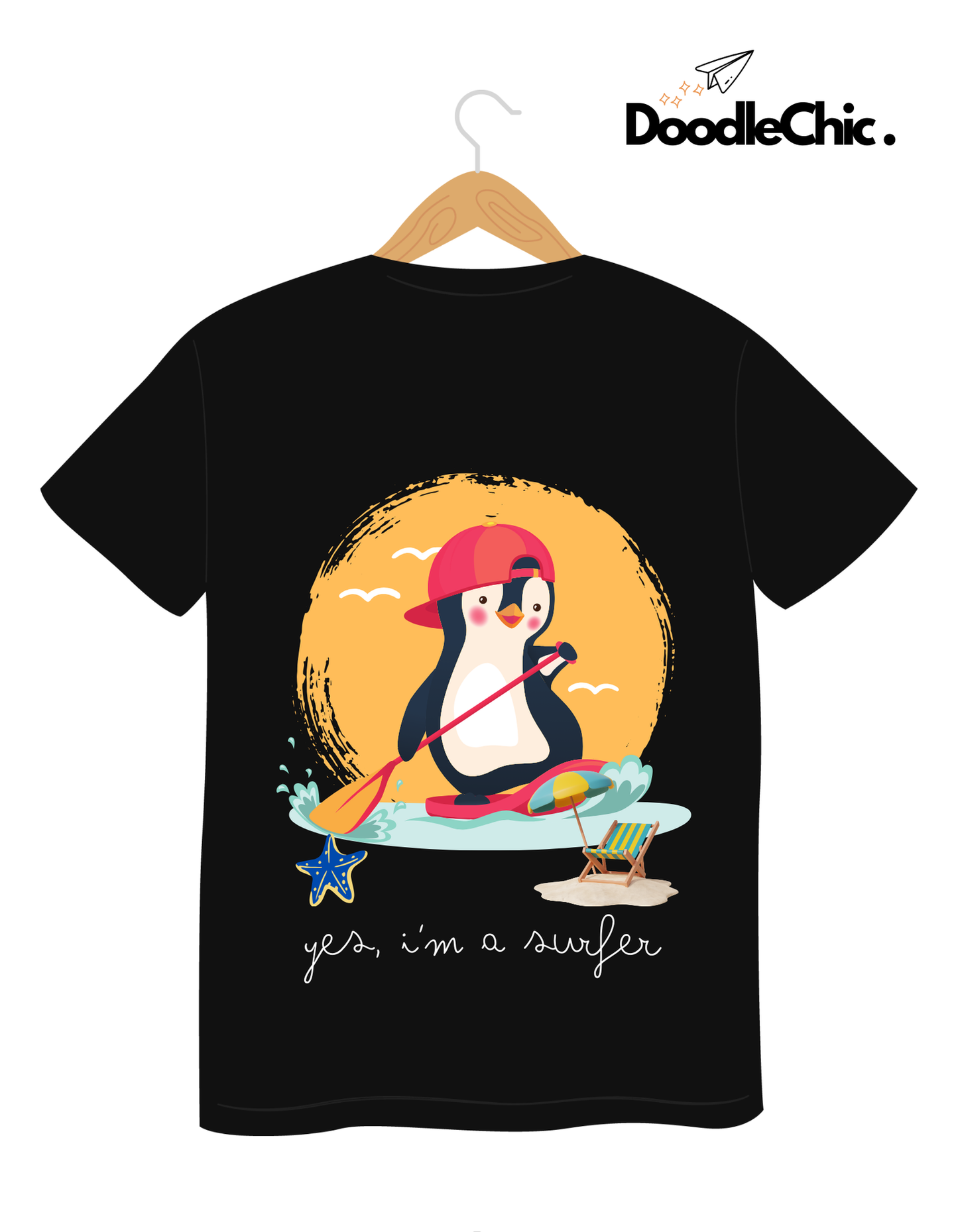 Penguin Surfer - Black