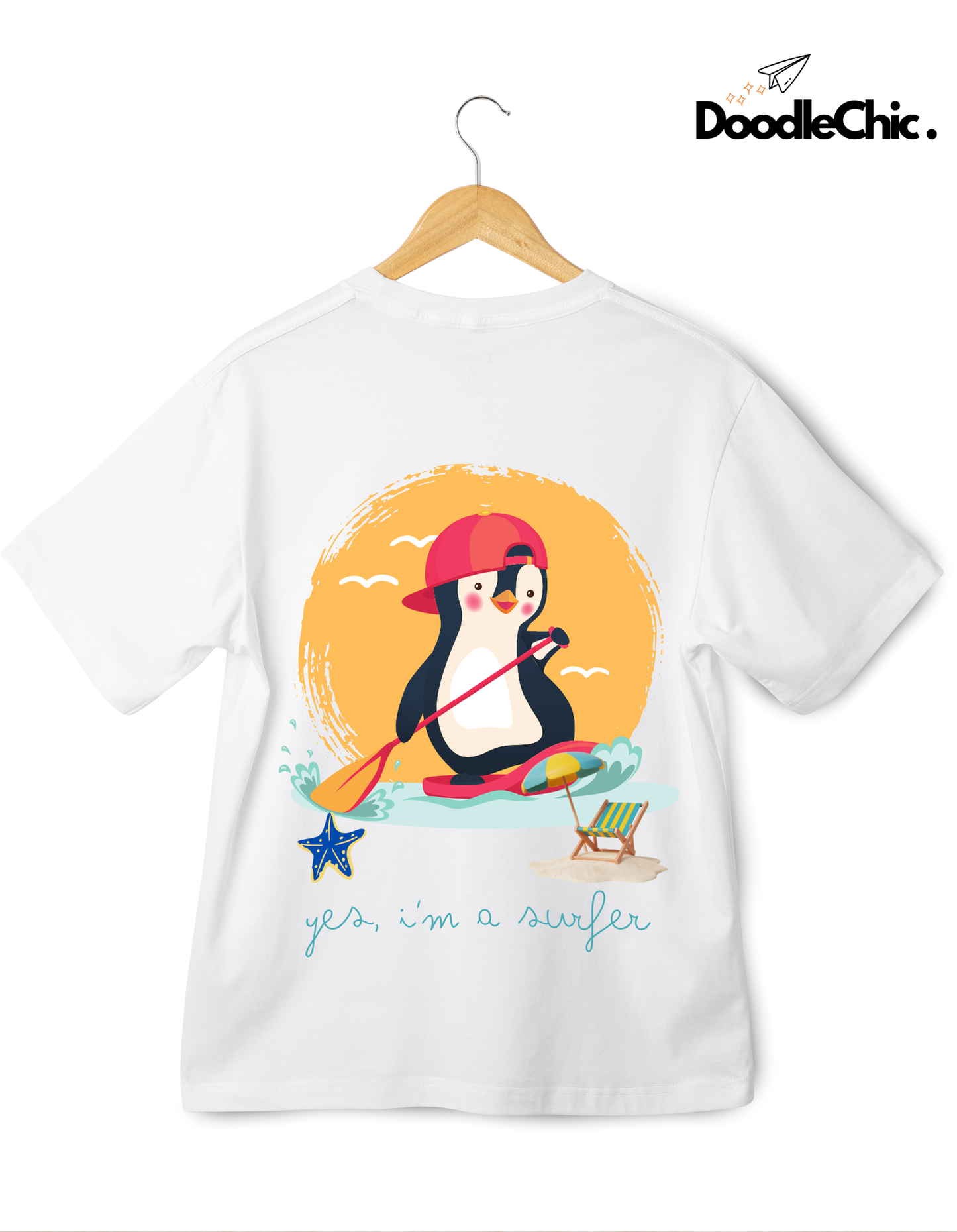 Penguin Surfer - White