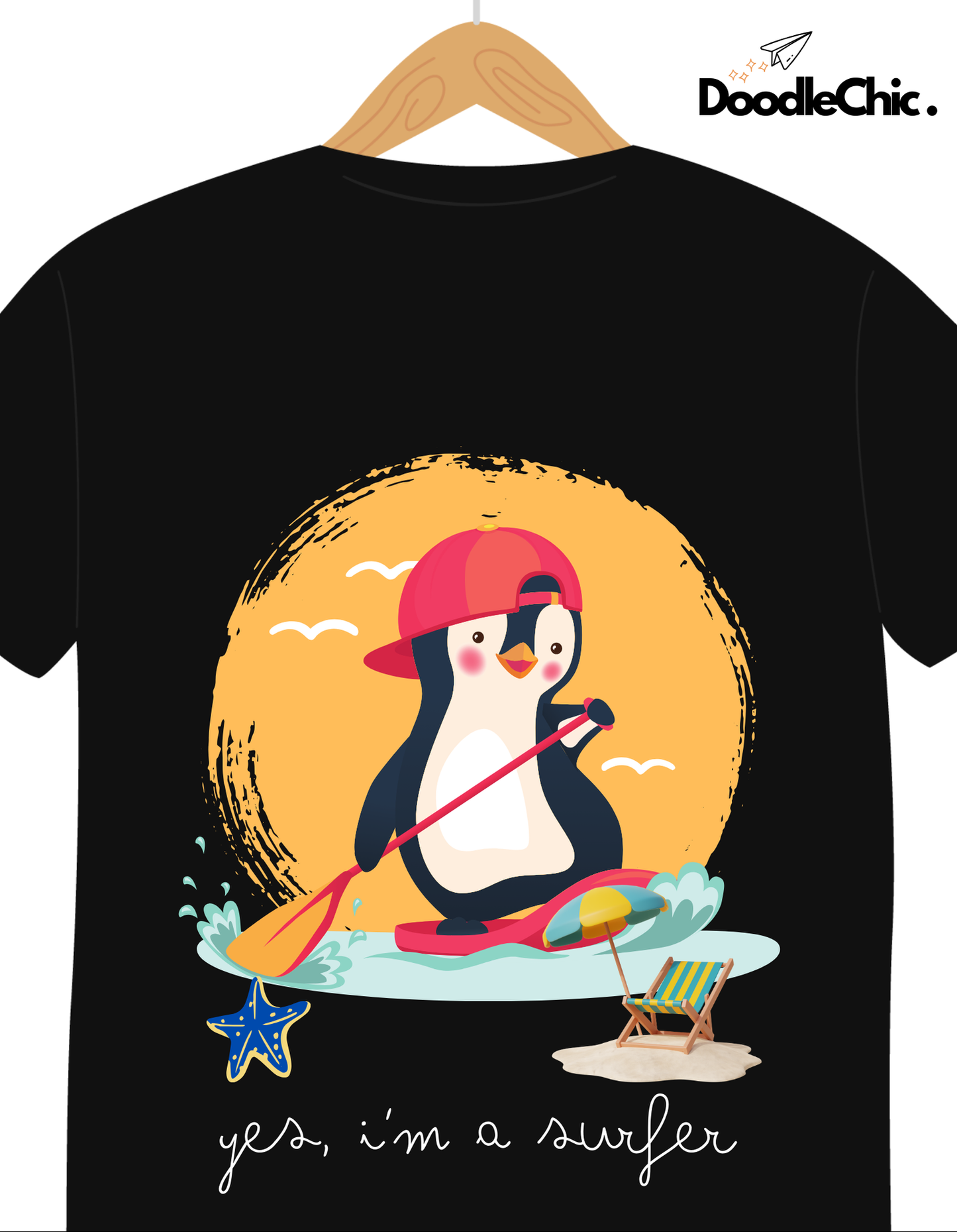 Penguin Surfer - Black