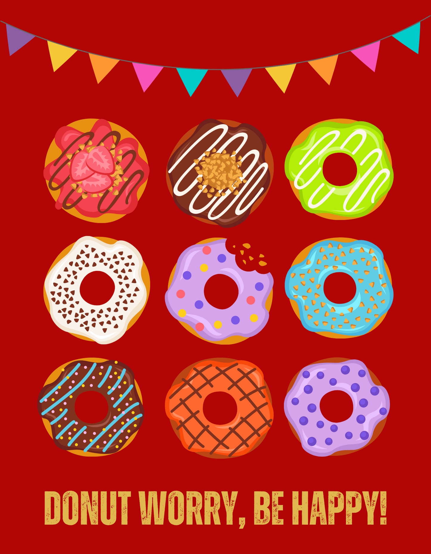 Donut Worry Be Happy - Red