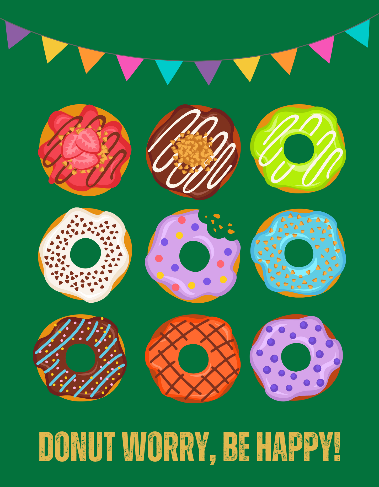 Donut Worry Be Happy - Green