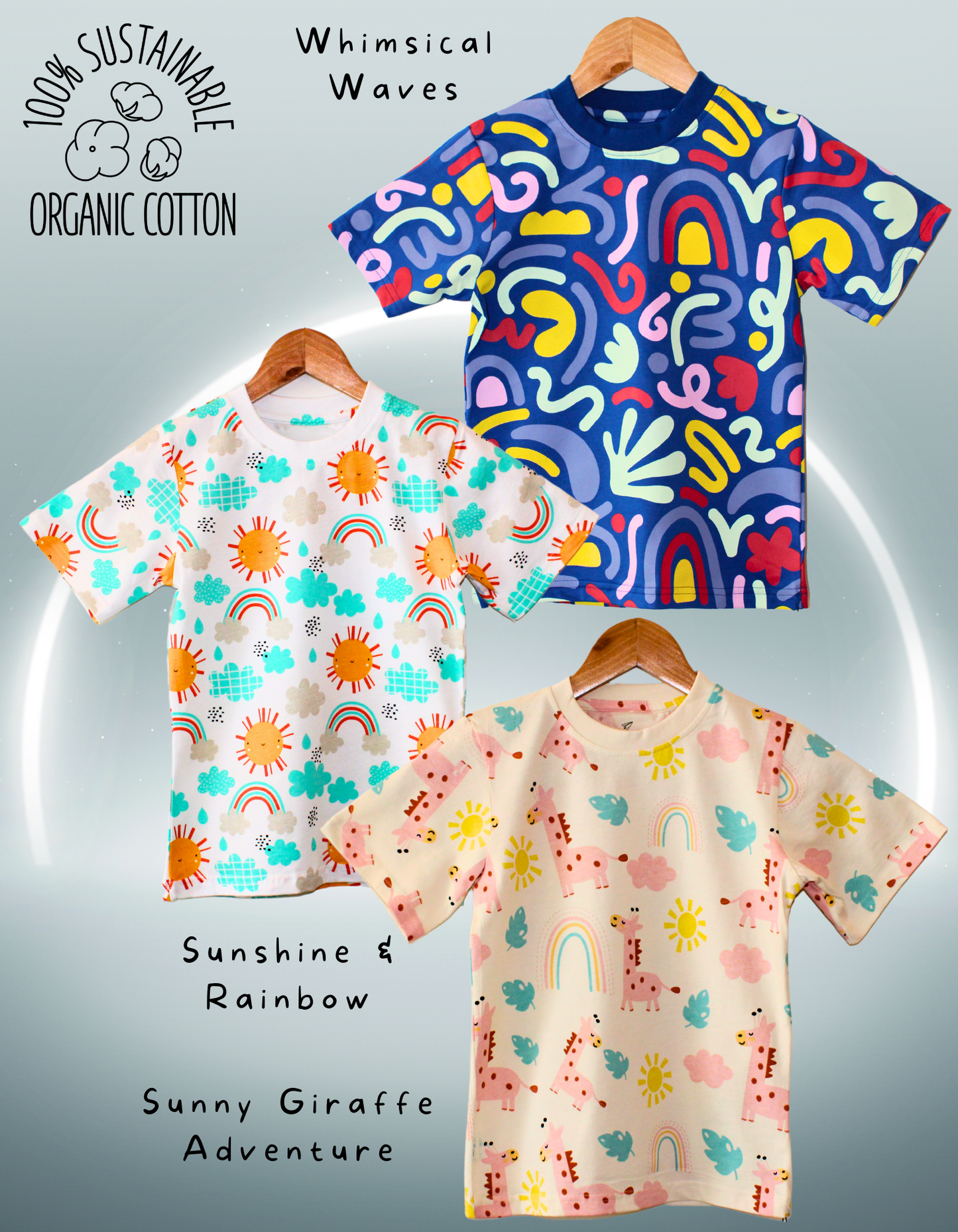 Pack of 3 - Whimsical Waves, Giraffe Adventures and Sunshine Rainbows