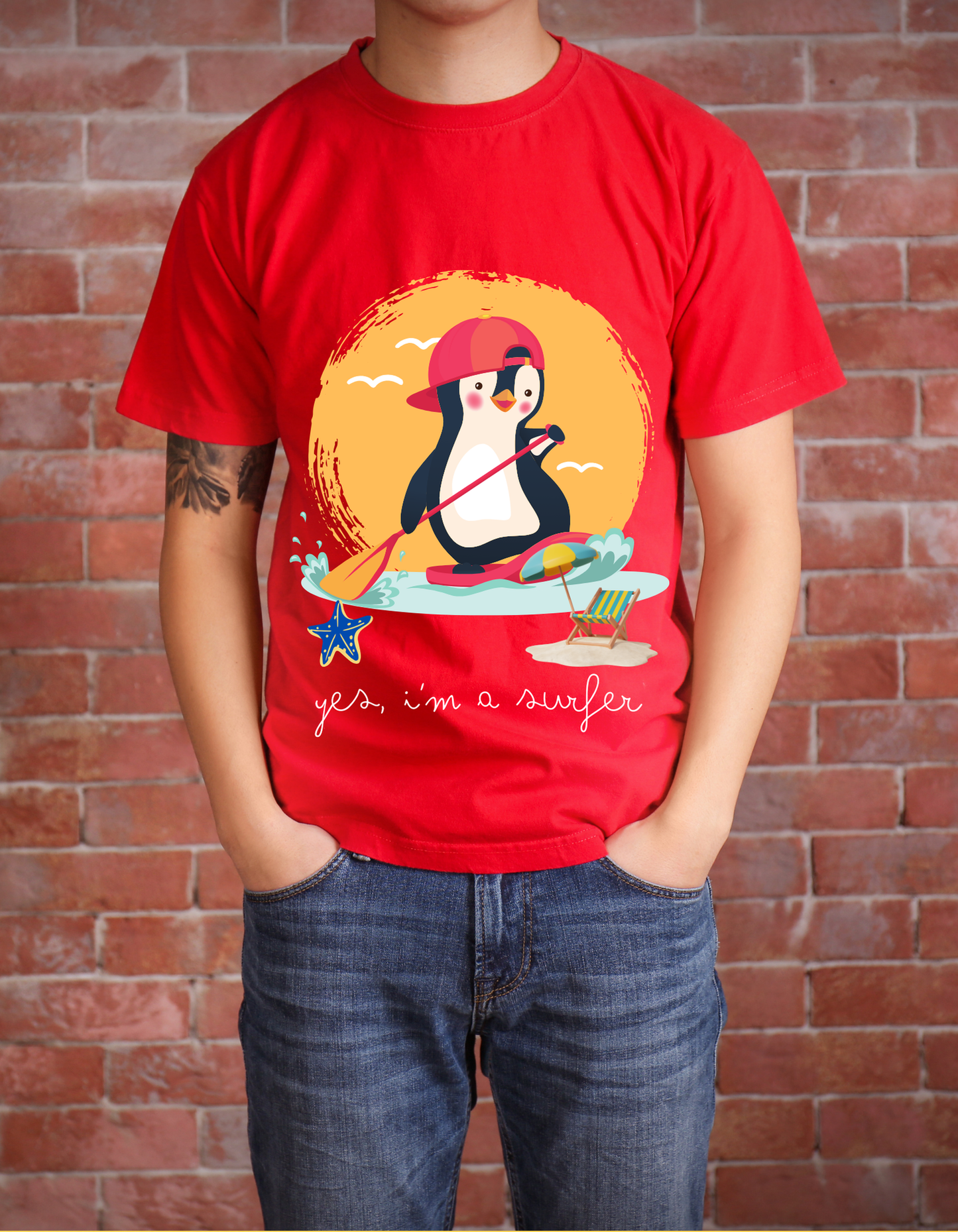 Penguin Surfer - Red