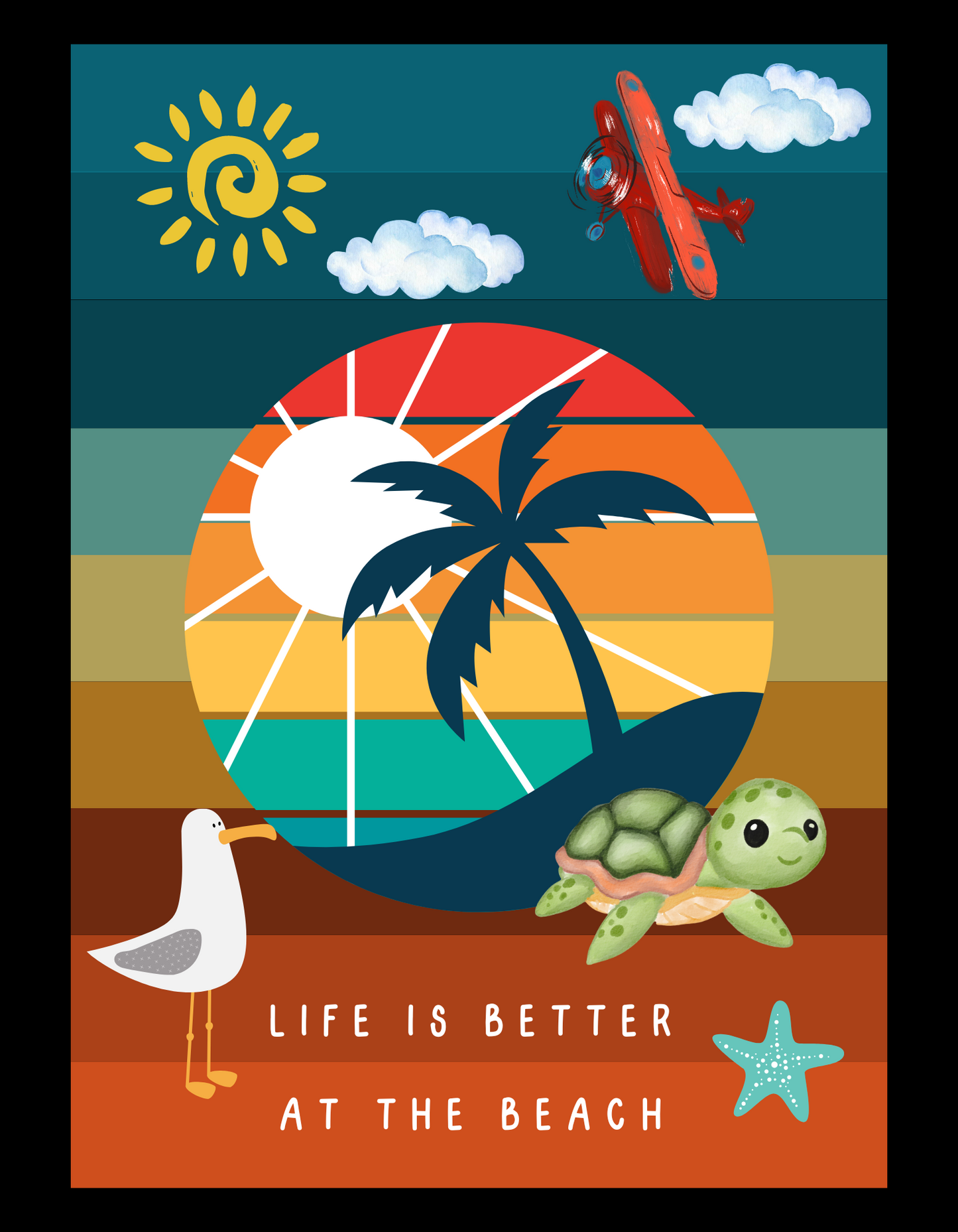 Life at Beach - Black