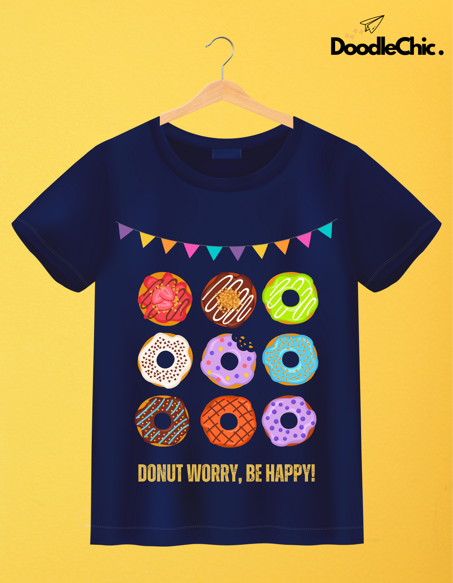 Donut Worry Be Happy - Navy Blue