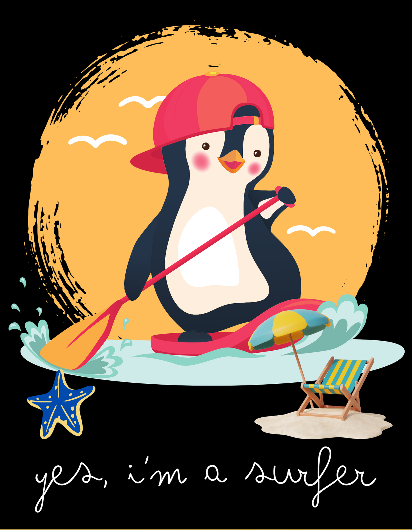 Penguin Surfer - Black