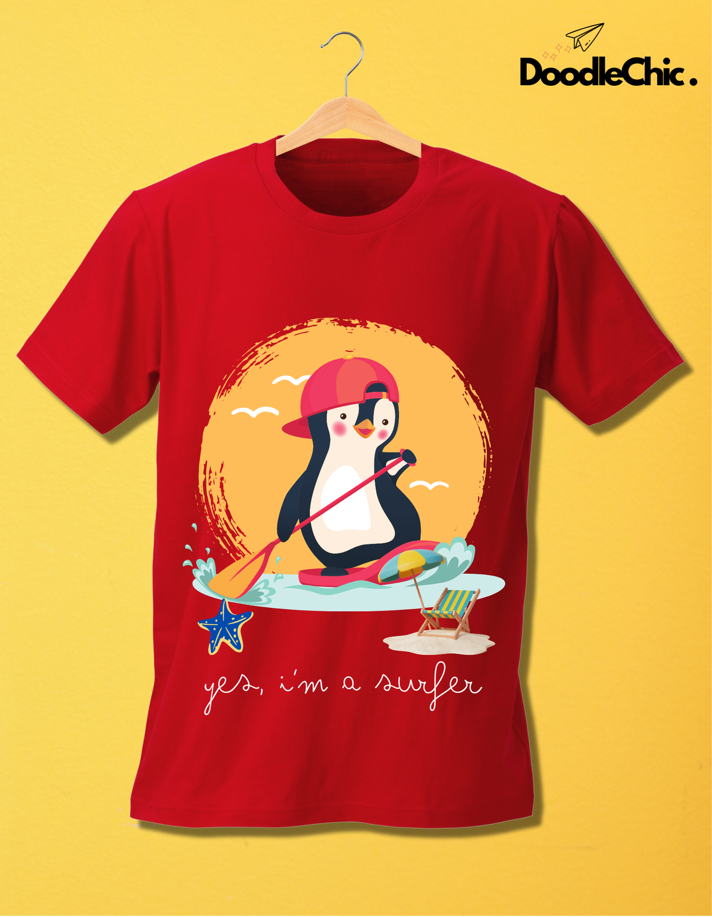 Penguin Surfer - Red