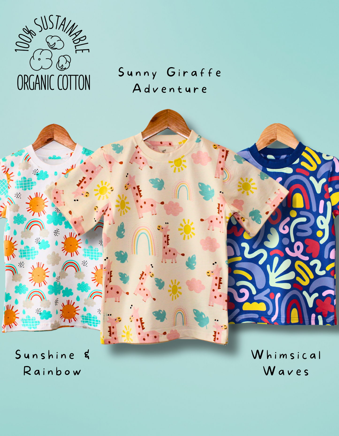 Pack of 3 - Whimsical Waves, Giraffe Adventures and Sunshine Rainbows