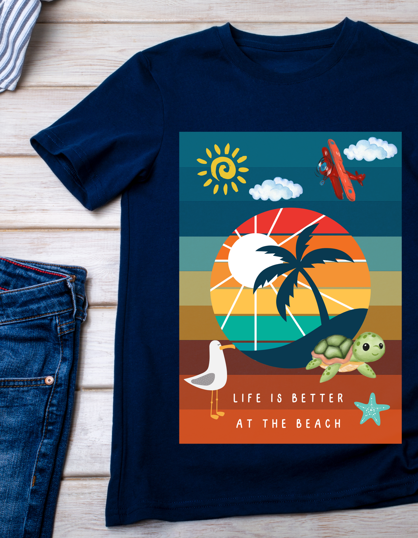 Life at Beach - Navy Blue