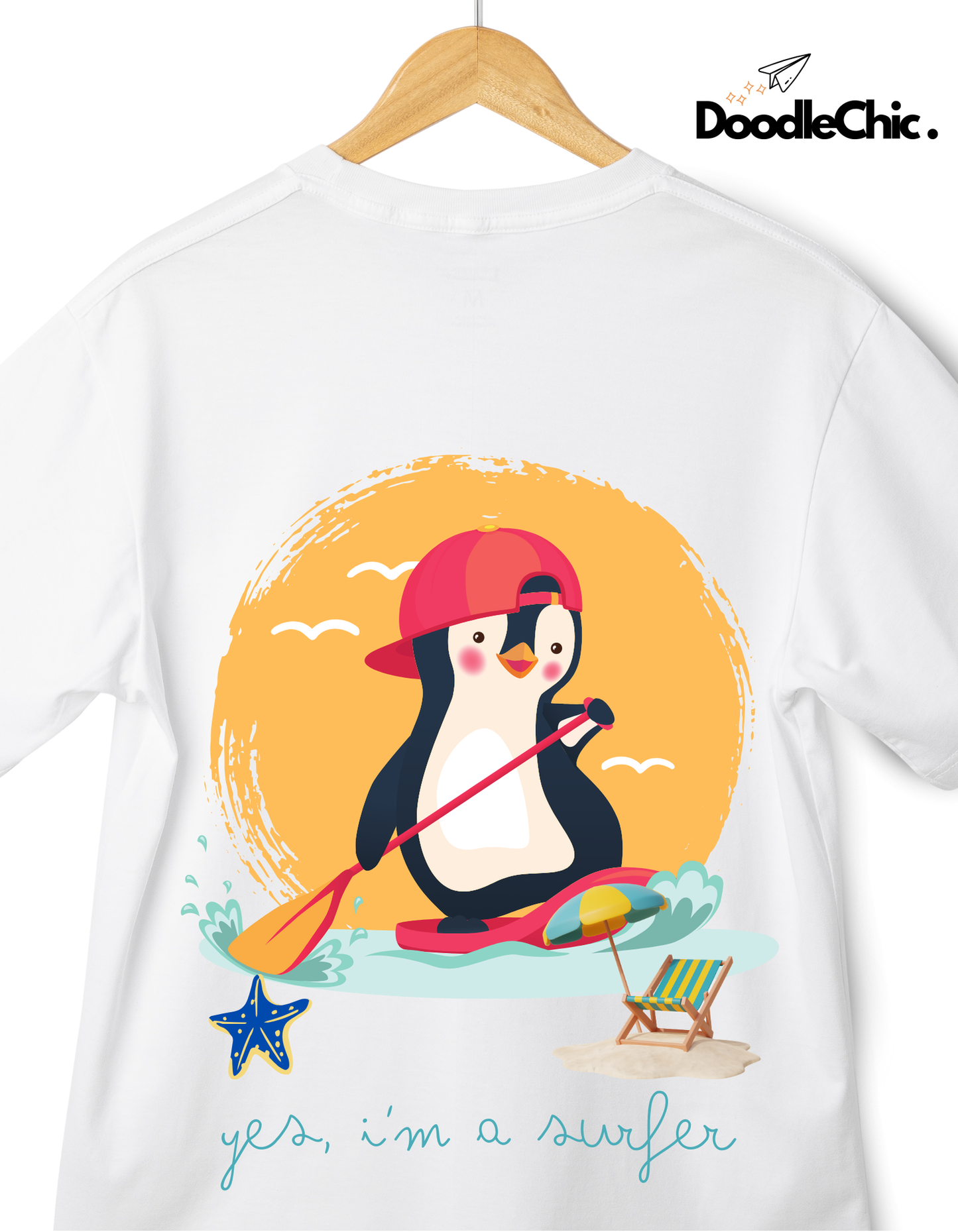 Penguin Surfer - White