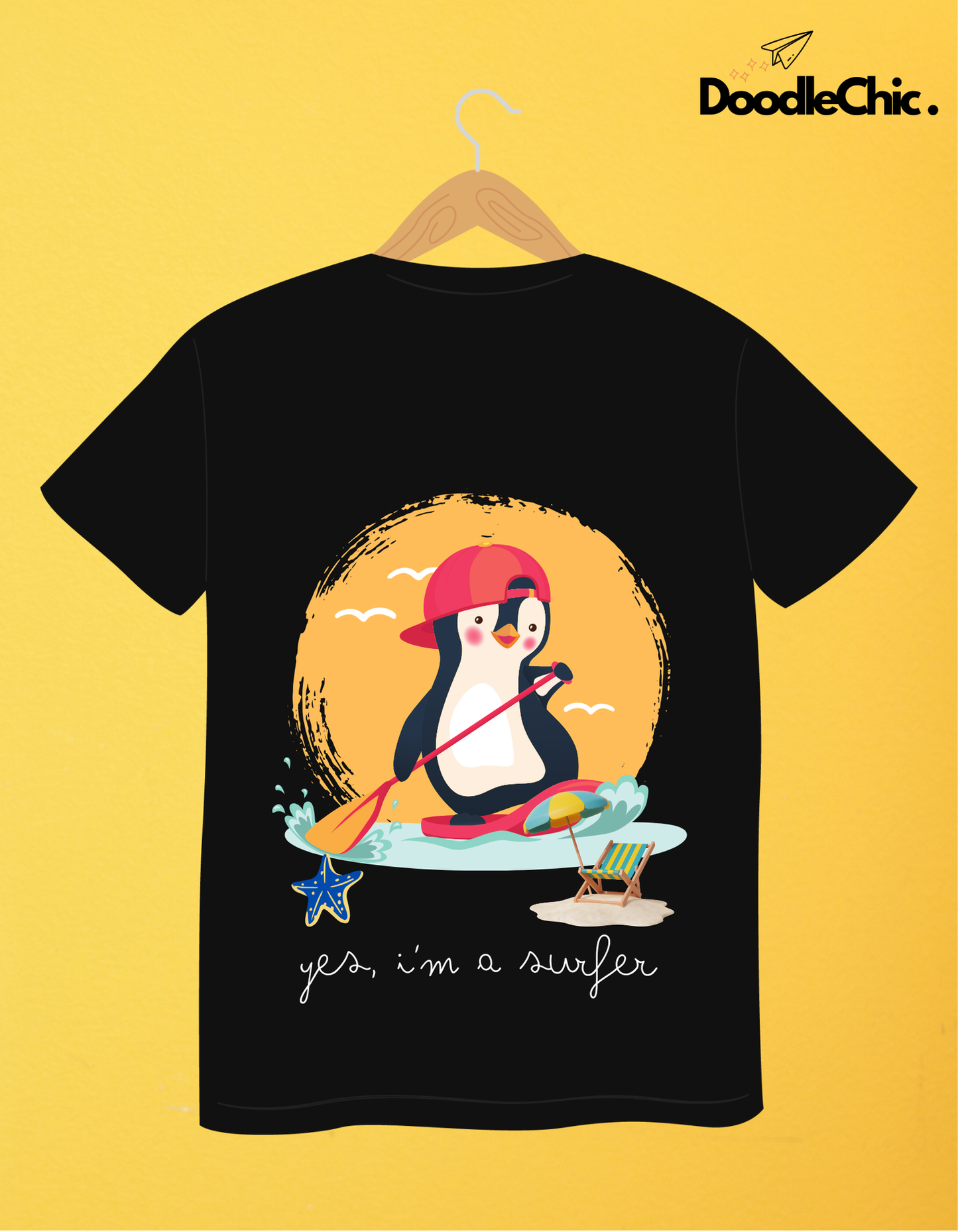 Penguin Surfer - Black