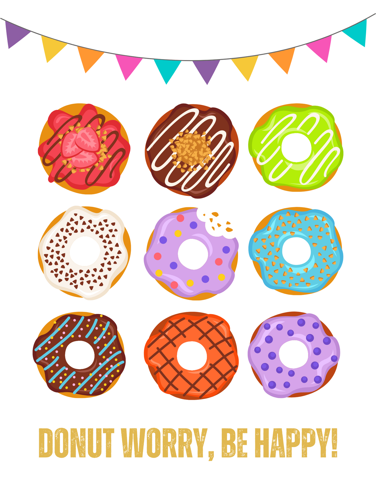 Donut Worry Be Happy - White