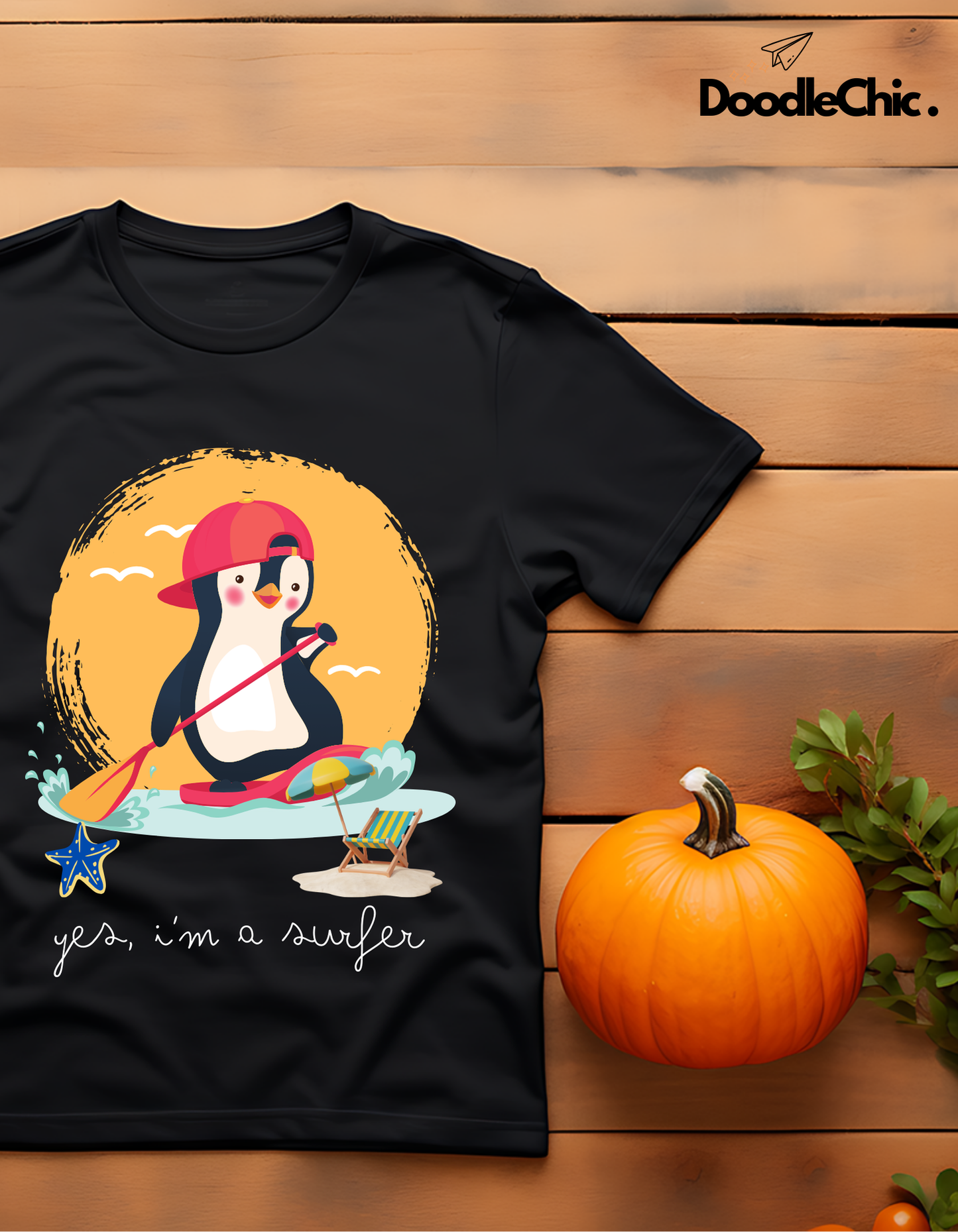 Penguin Surfer - Black