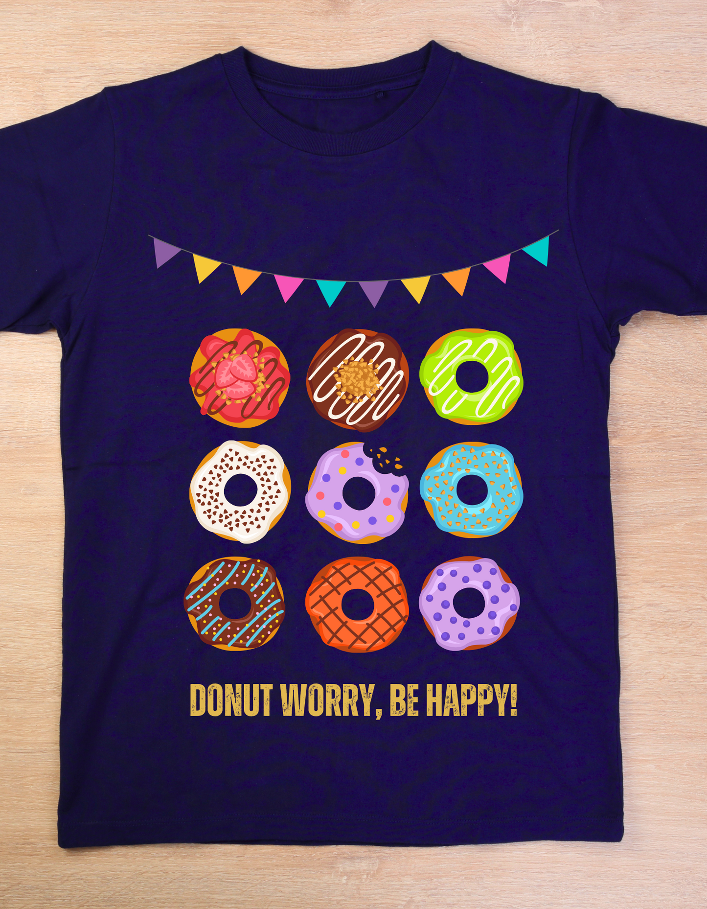 Donut Worry Be Happy - Navy Blue