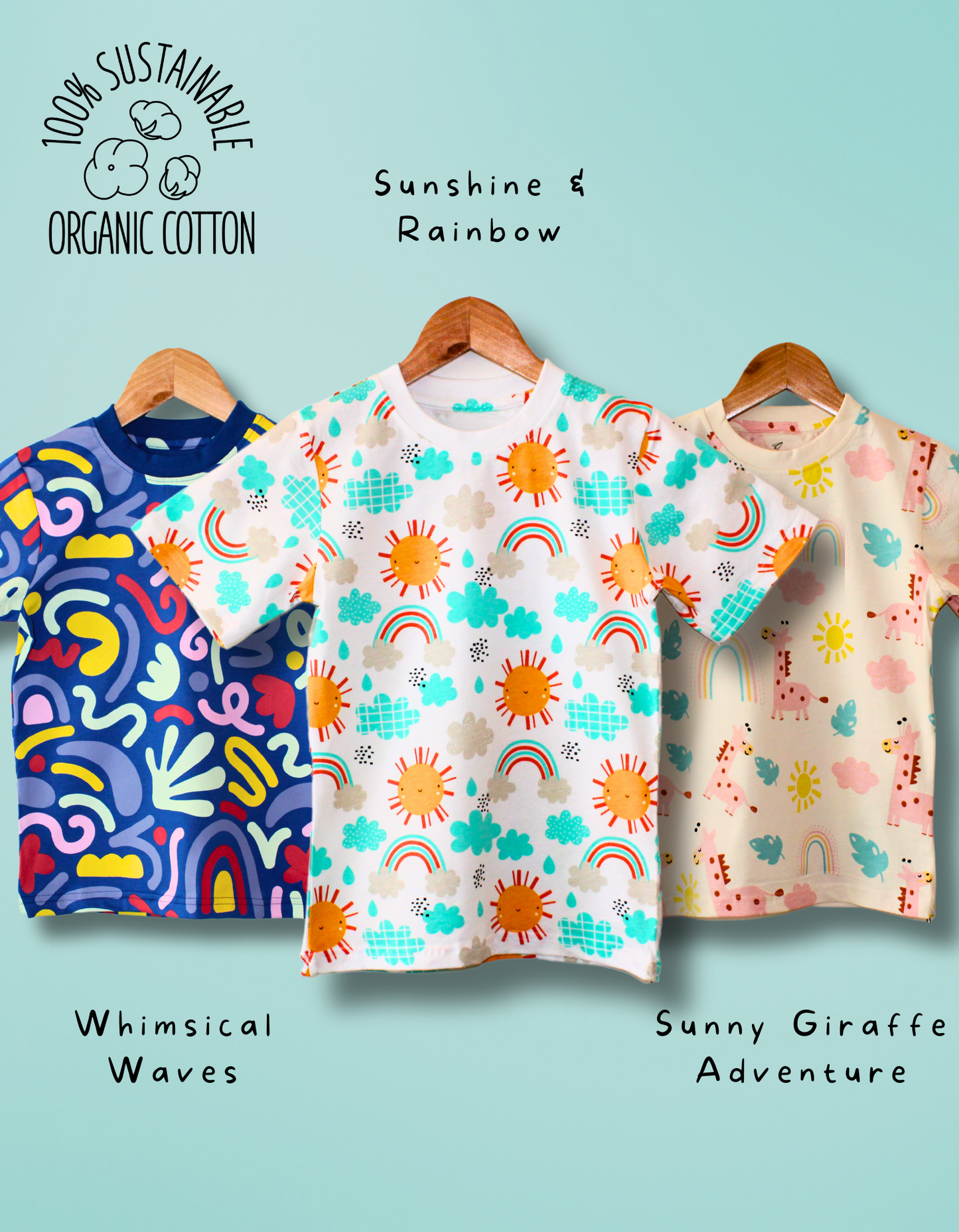 Pack of 3 - Whimsical Waves, Giraffe Adventures and Sunshine Rainbows