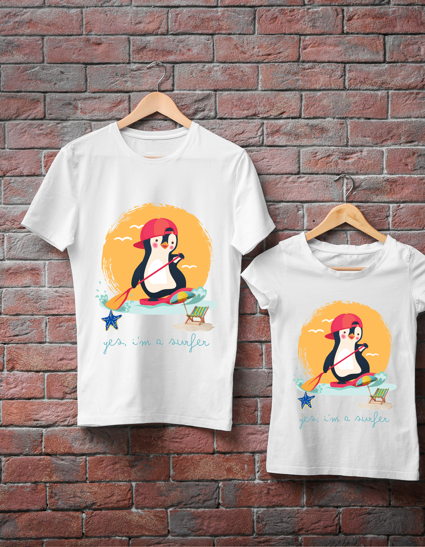 Penguin Surfer - White