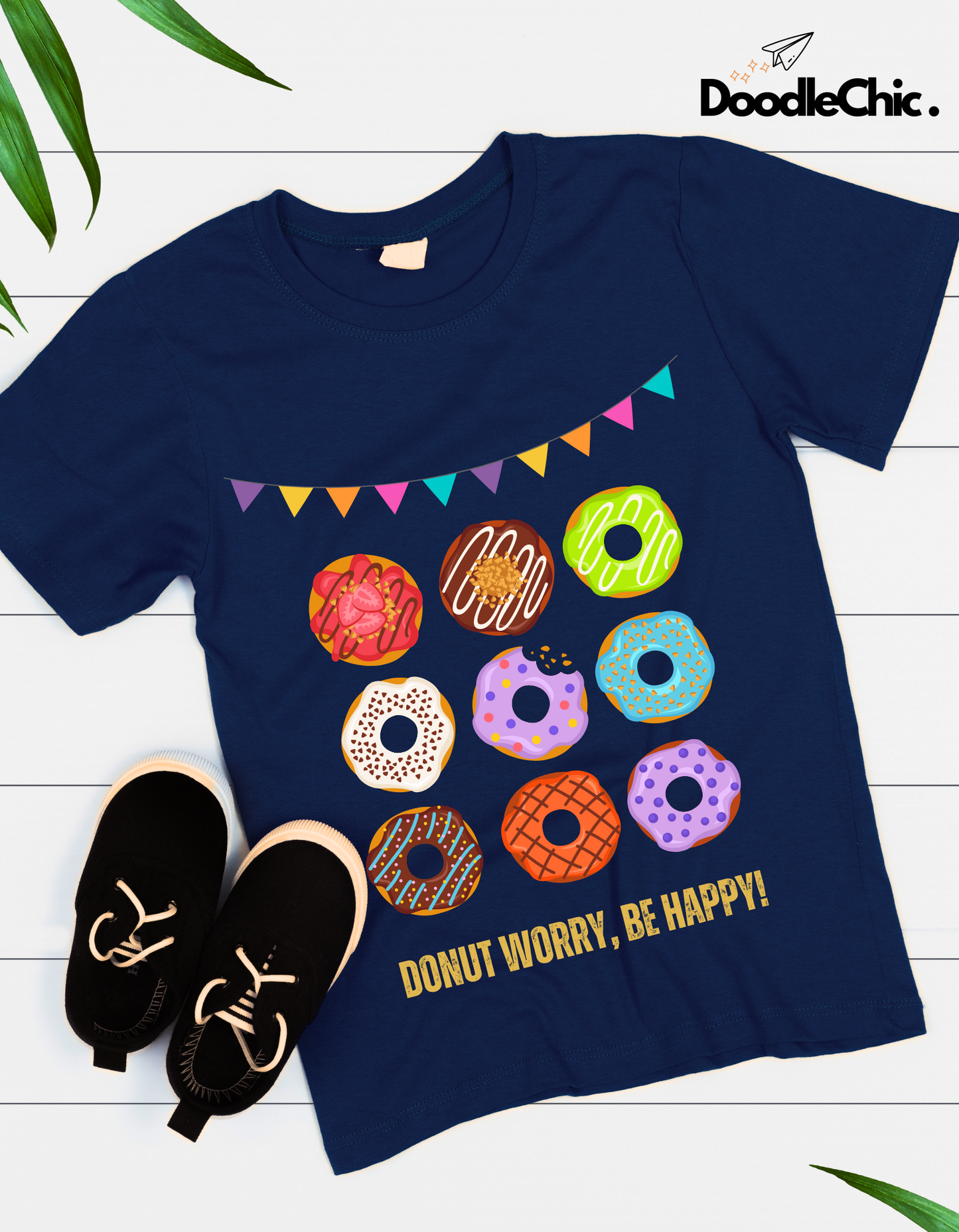 Donut Worry Be Happy - Navy Blue