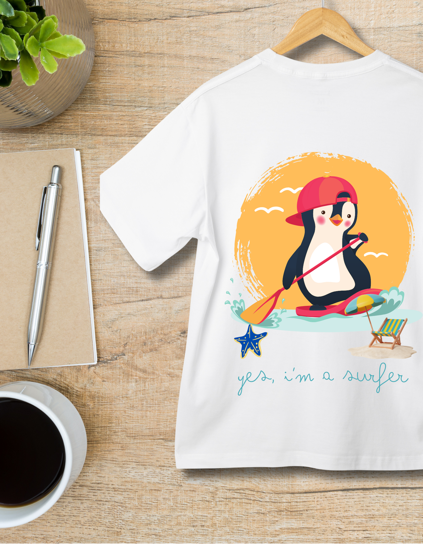 Penguin Surfer - White