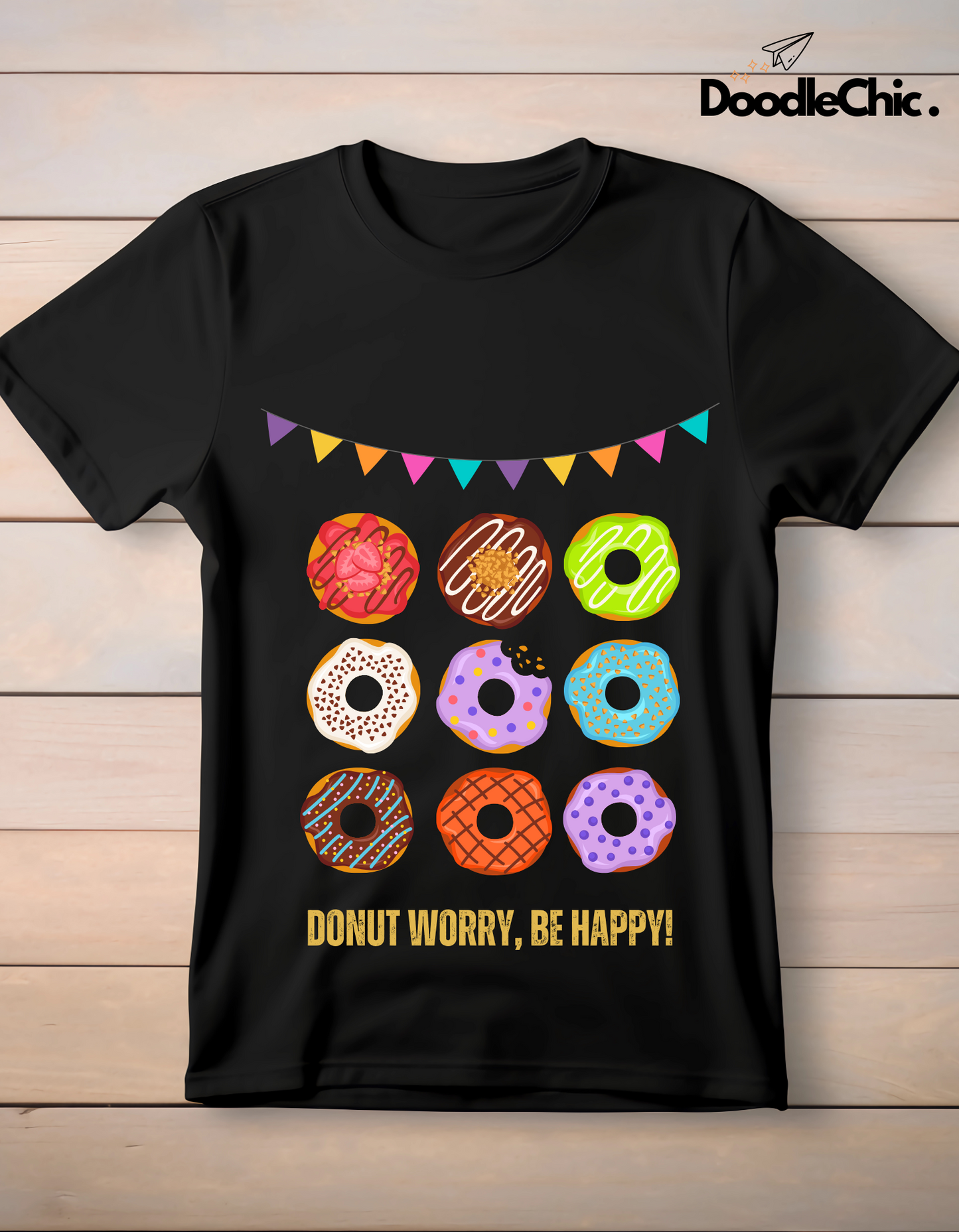 Donut Worry Be Happy - Black