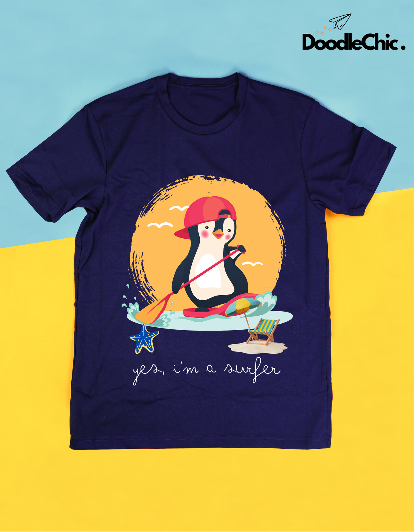 Penguin Surfer - Navy Blue