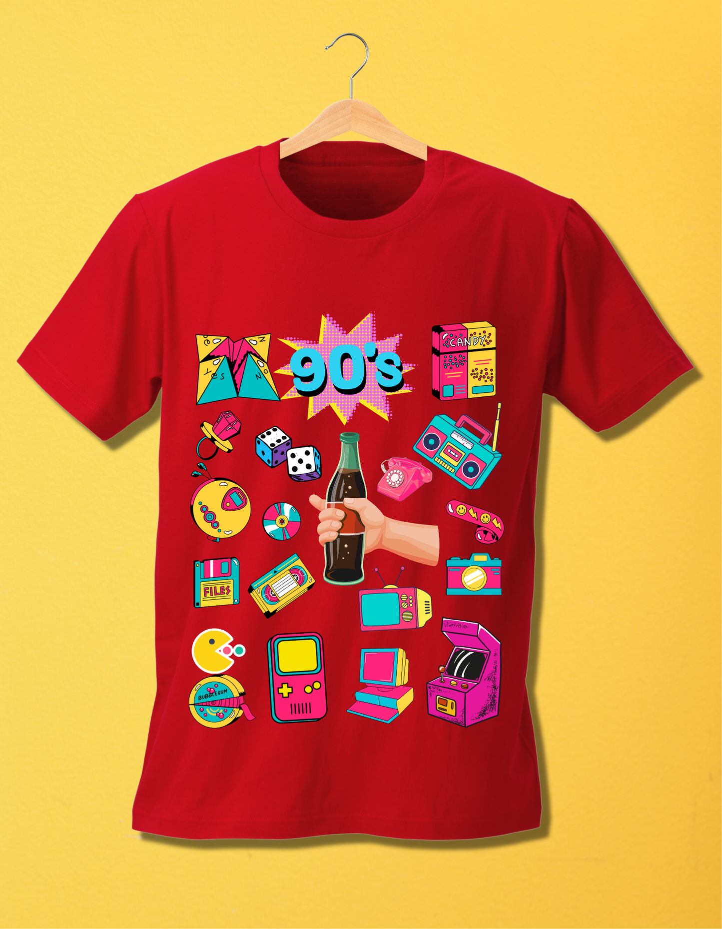 90's Theme Kids T-shirt Organic Cotton Red from DoodleChic