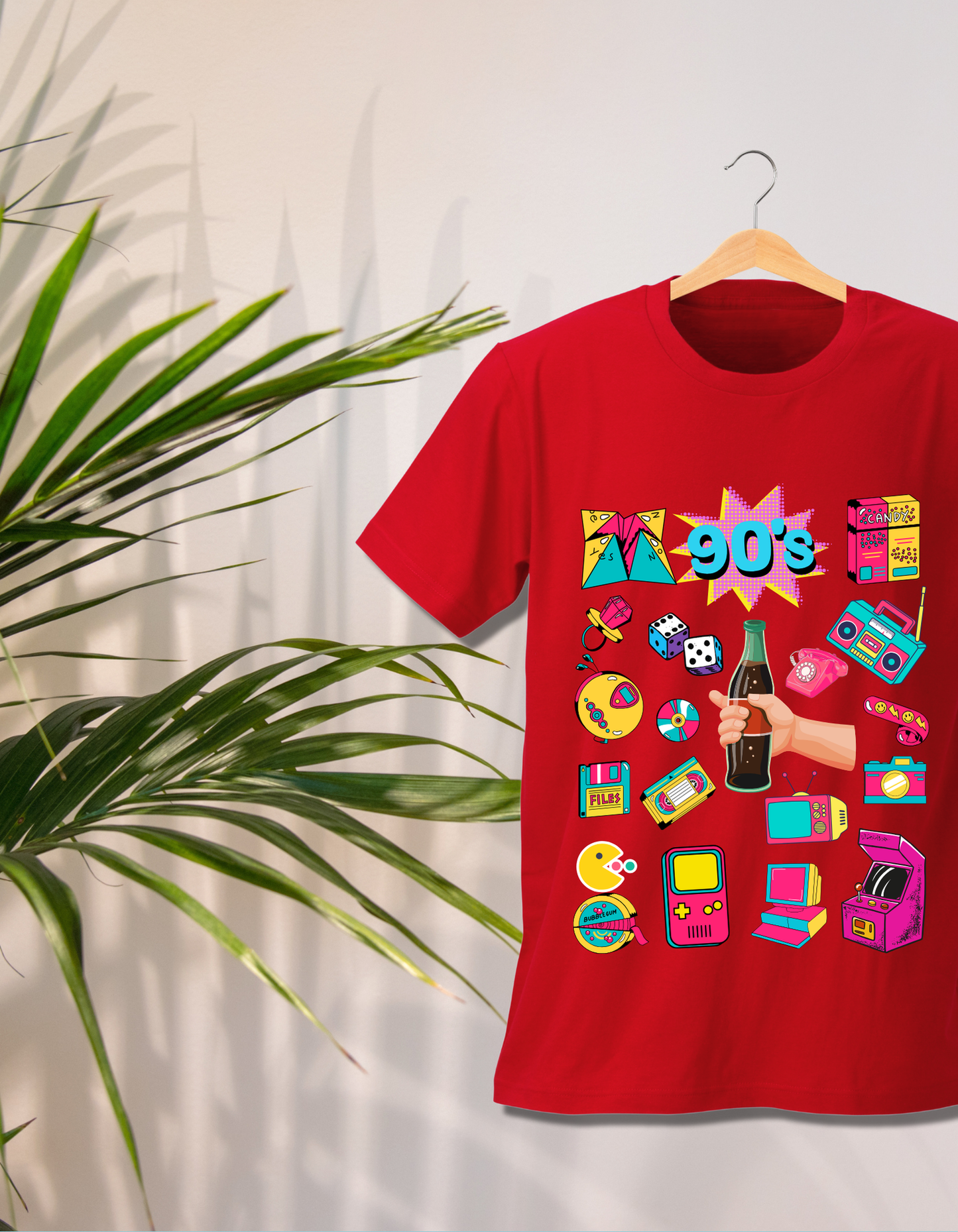 90's Theme Kids T-shirt Organic Cotton Red from DoodleChic