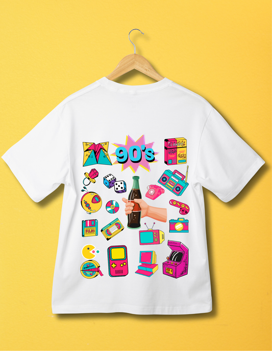 90's Theme Kids Organic Cotton T-shirt White from DoodleChic