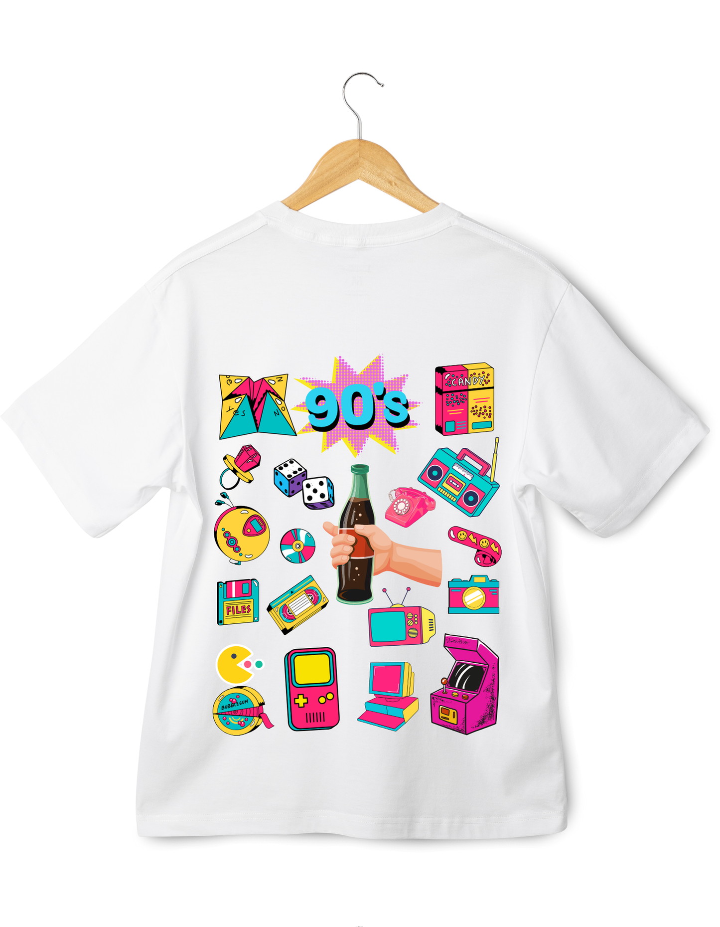 90's Theme Kids Organic Cotton T-shirt White from DoodleChic