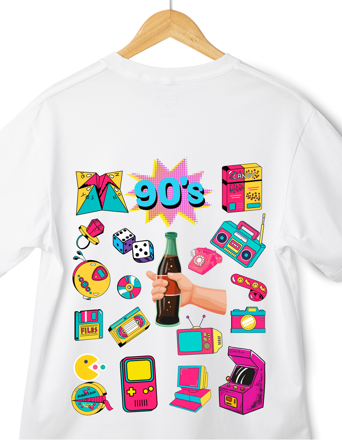 90's Theme Kids Organic Cotton T-shirt White from DoodleChic