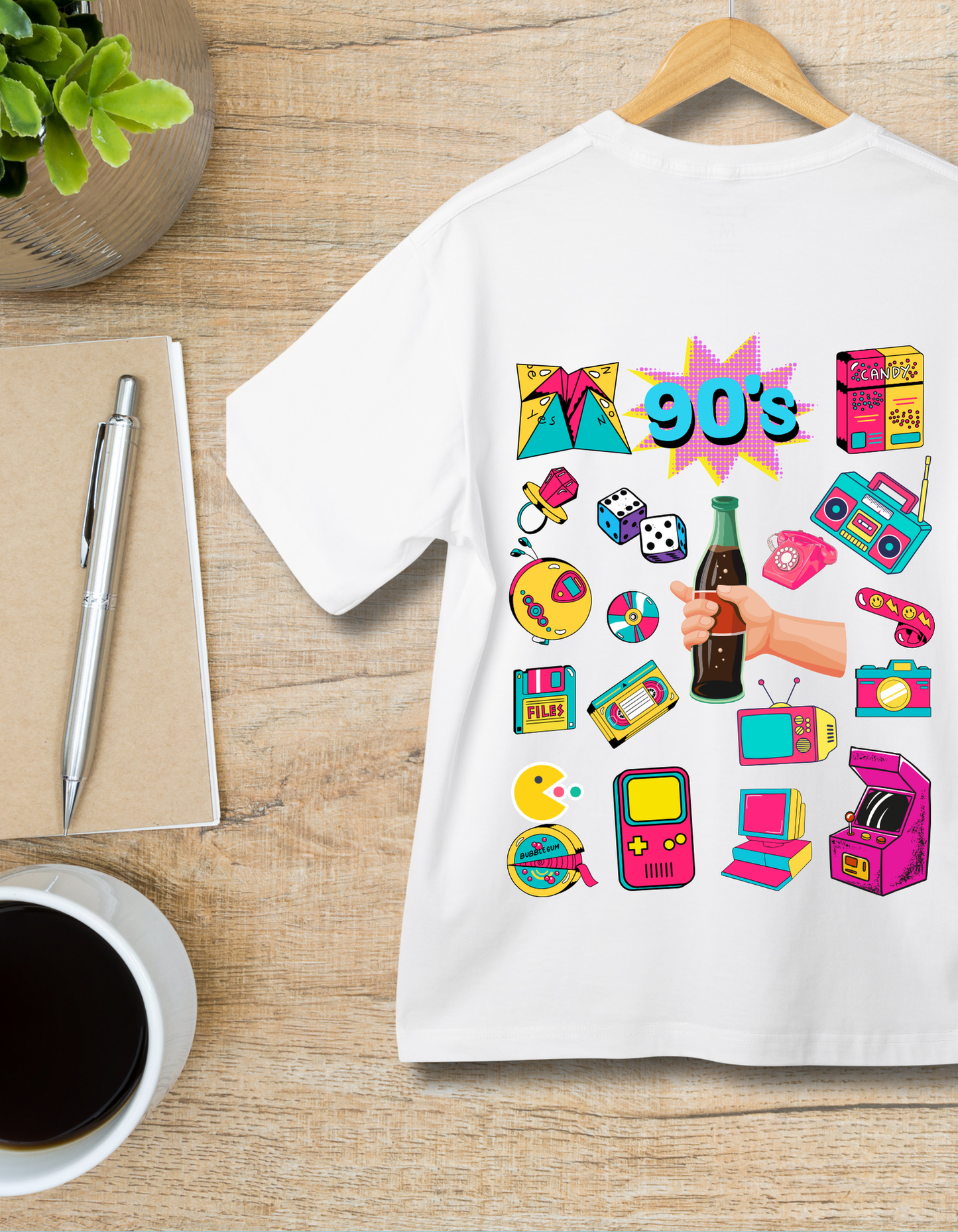 90's Theme Kids Organic Cotton T-shirt White from DoodleChic
