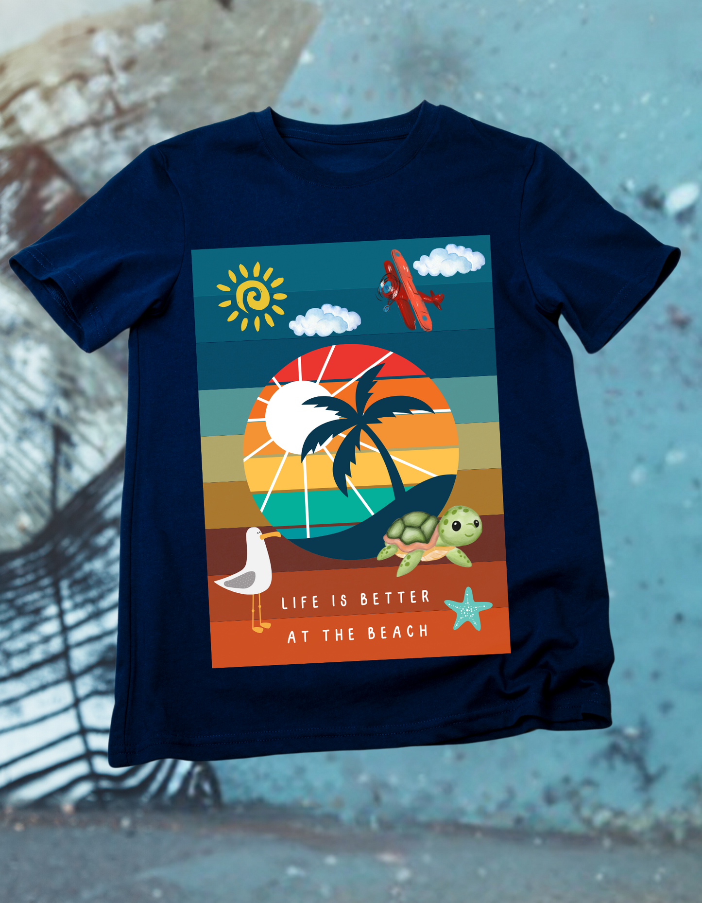Life at Beach - Navy Blue