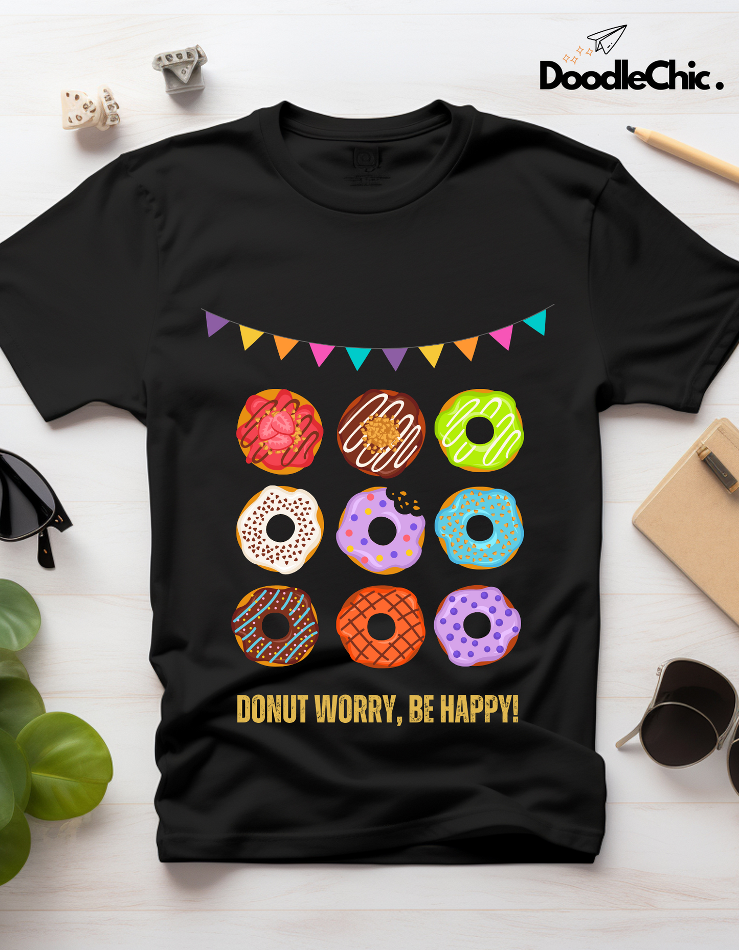 Donut Worry Be Happy - Black