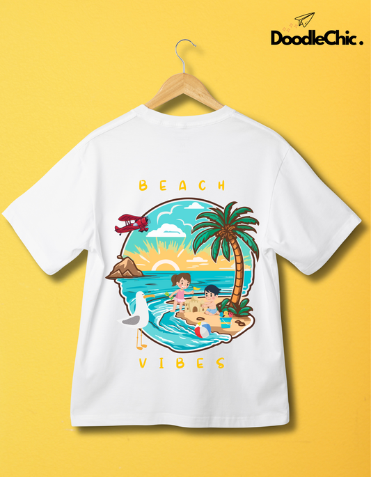 Beach Vibes Kids Organic Cotton T-shirt White from DoodleChic