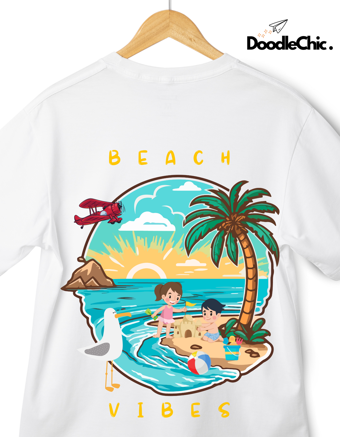 Beach Vibes Kids Organic Cotton T-shirt White from DoodleChic