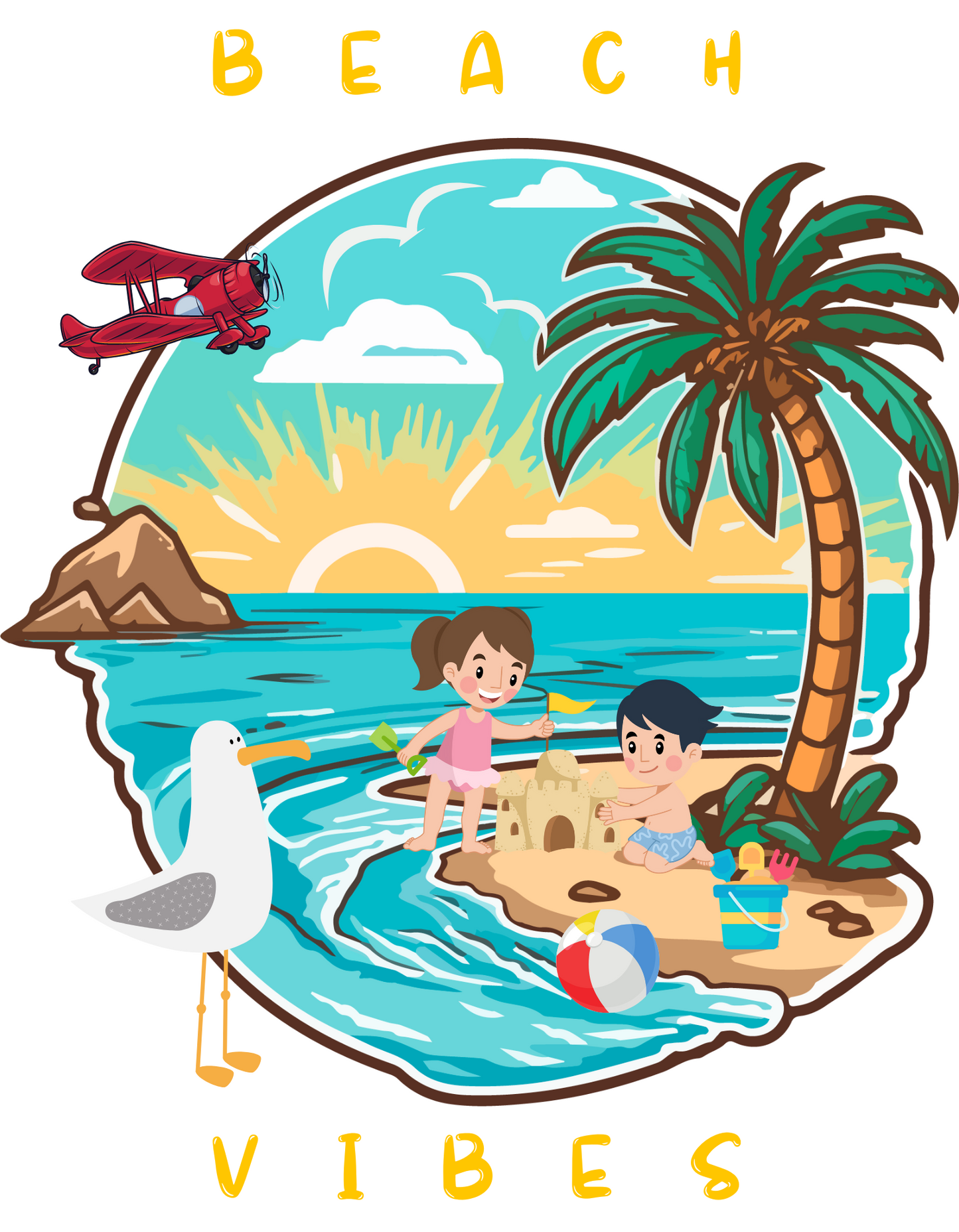 Beach Vibes Kids Organic Cotton T-shirt White from DoodleChic
