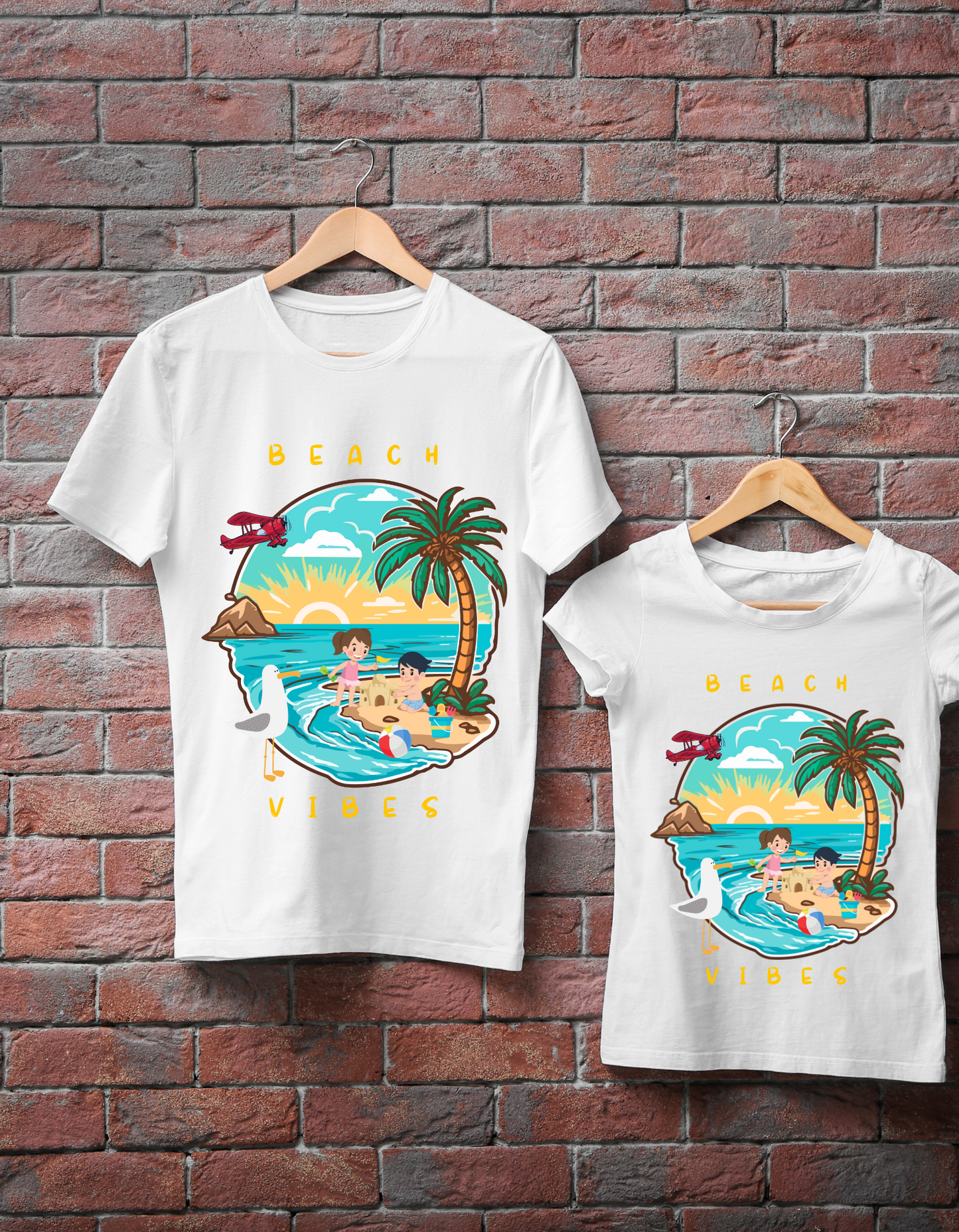 Beach Vibes Kids Organic Cotton T-shirt White from DoodleChic