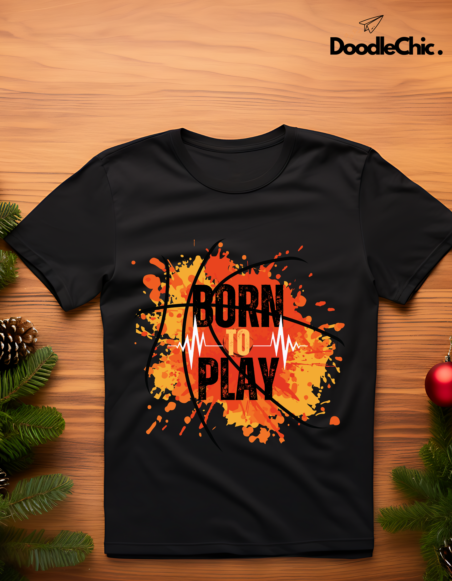 Born to Play Kids Organic Cotton T-shirt Black from DoodleChic