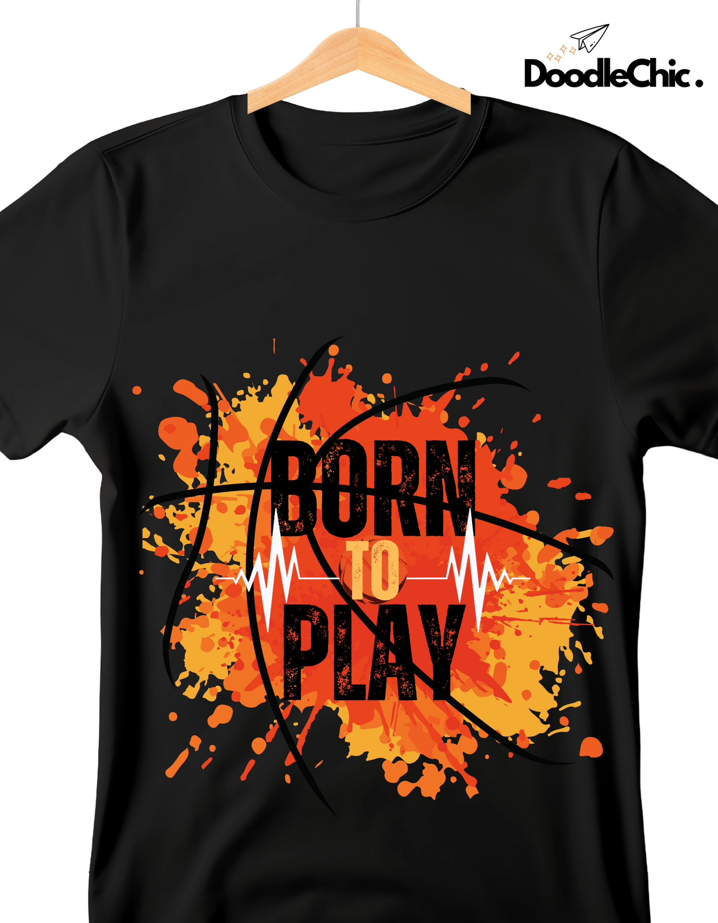 Born to Play Kids Organic Cotton T-shirt Black from DoodleChic