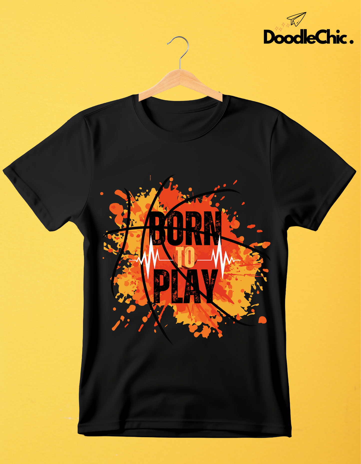 Born to Play Kids Organic Cotton T-shirt Black from DoodleChic