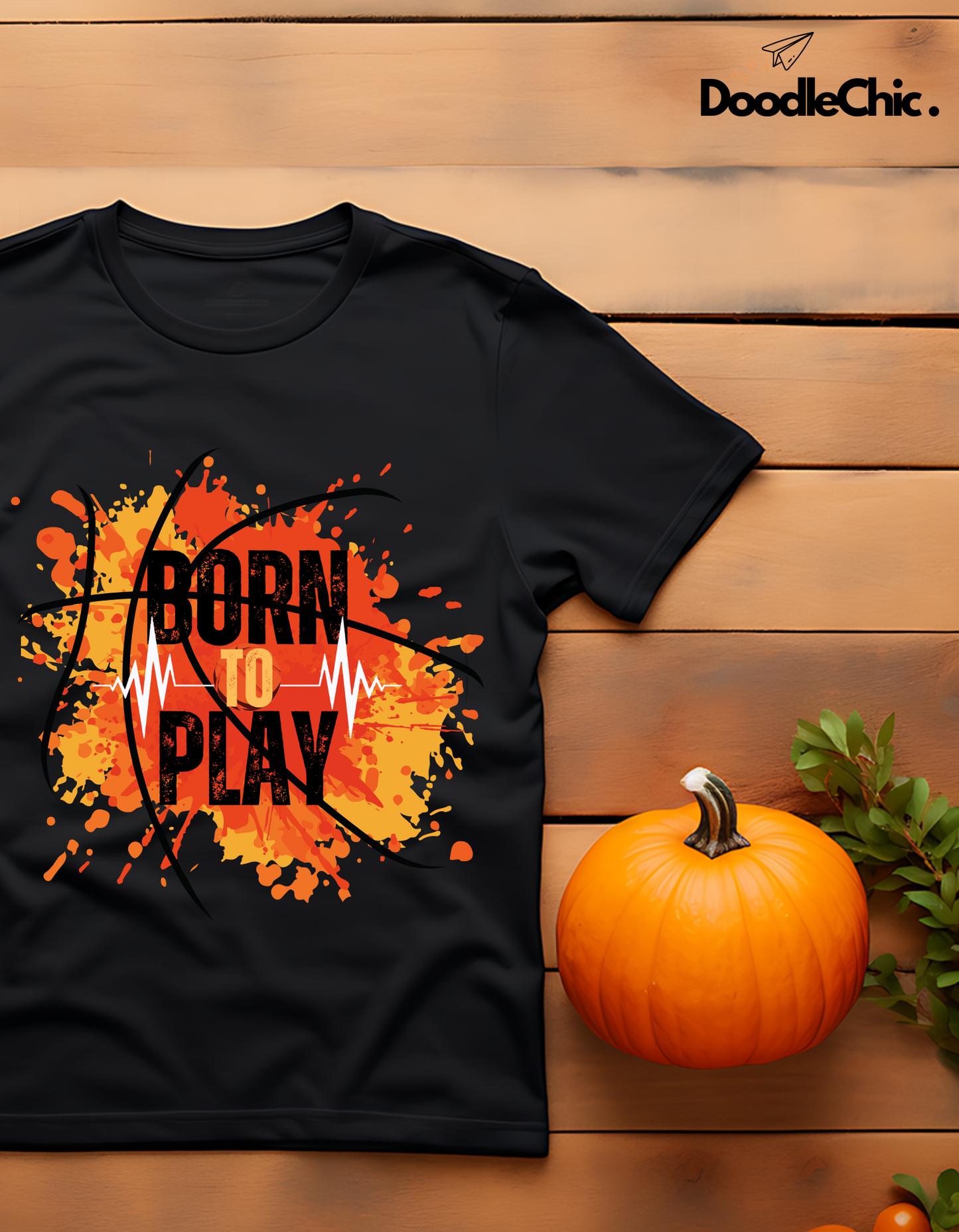 Born to Play Kids Organic Cotton T-shirt Black from DoodleChic