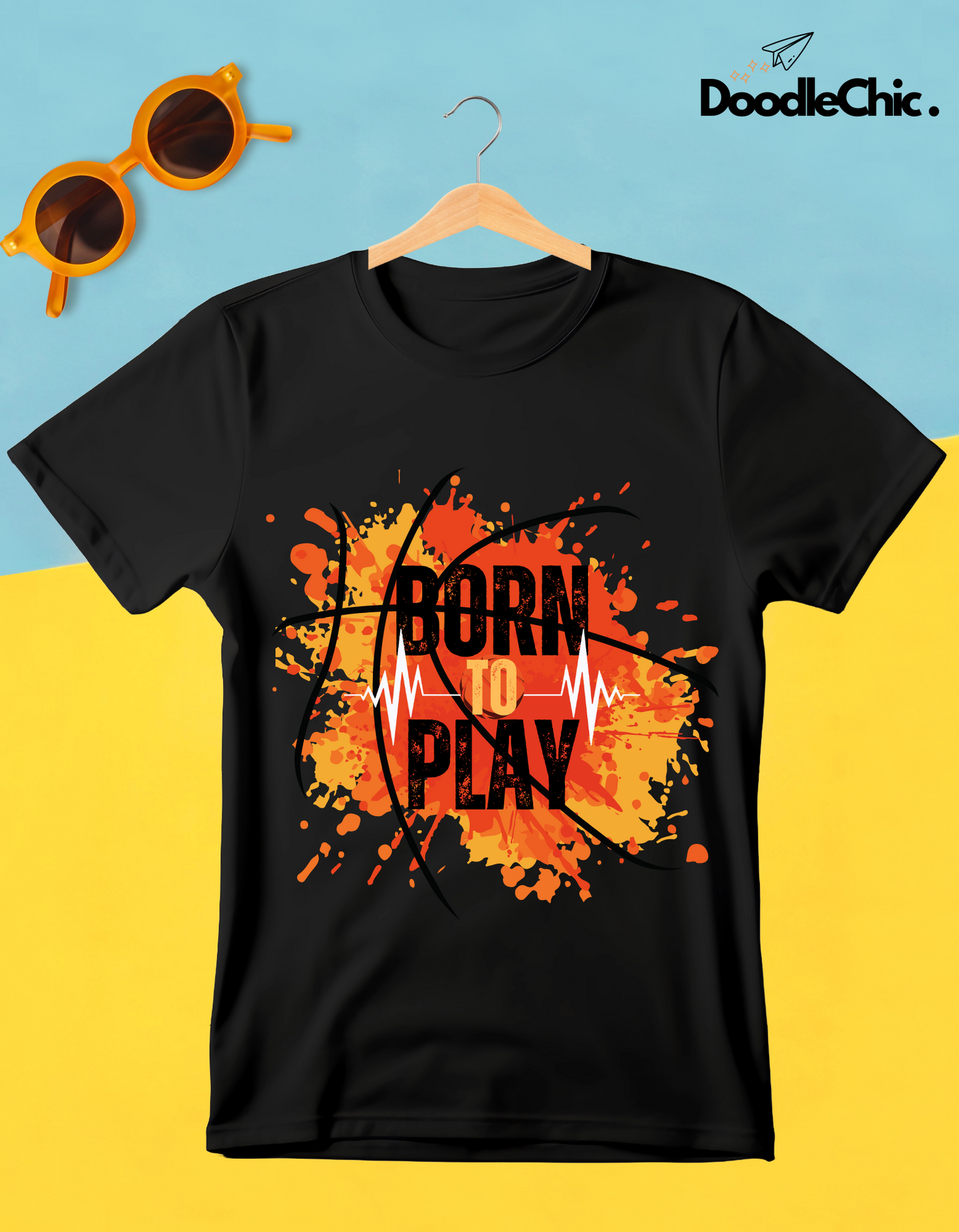 Born to Play Kids Organic Cotton T-shirt Black from DoodleChic