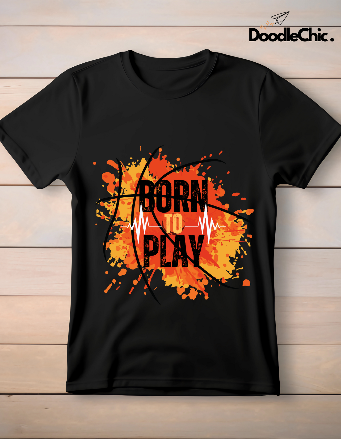 Born to Play Kids Organic Cotton T-shirt Black from DoodleChic