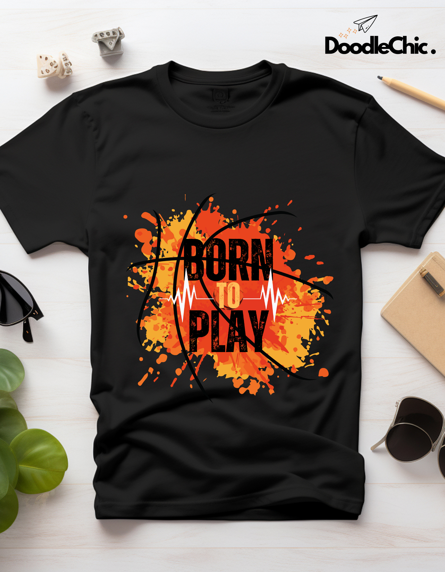 Born to Play Kids Organic Cotton T-shirt Black from DoodleChic
