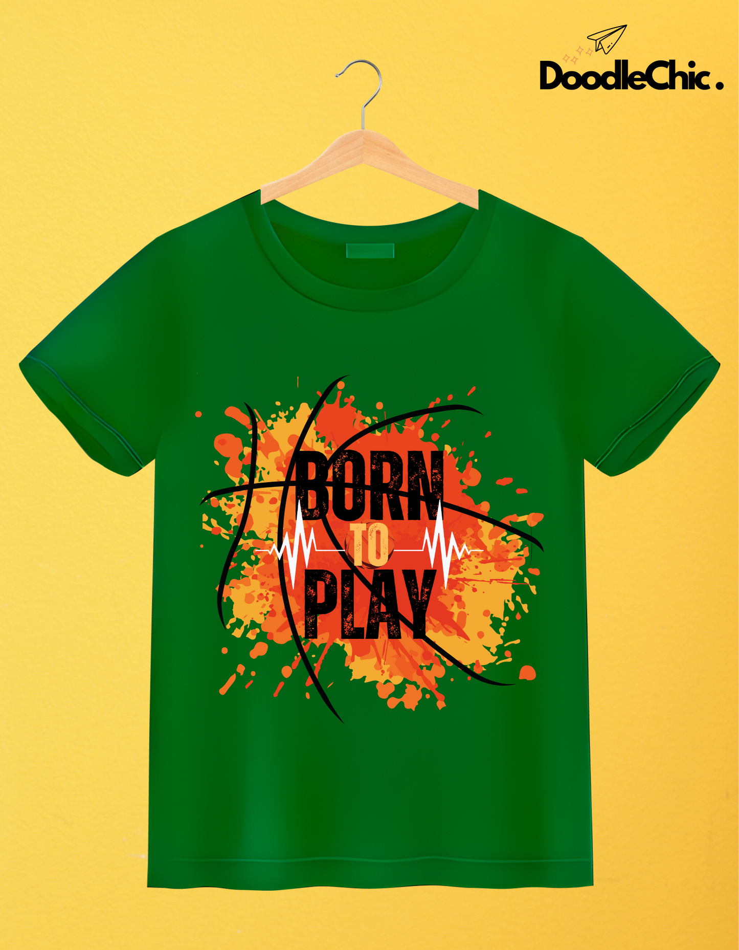 Born to Play Kids Organic Cotton T-shirt Green from DoodleChic