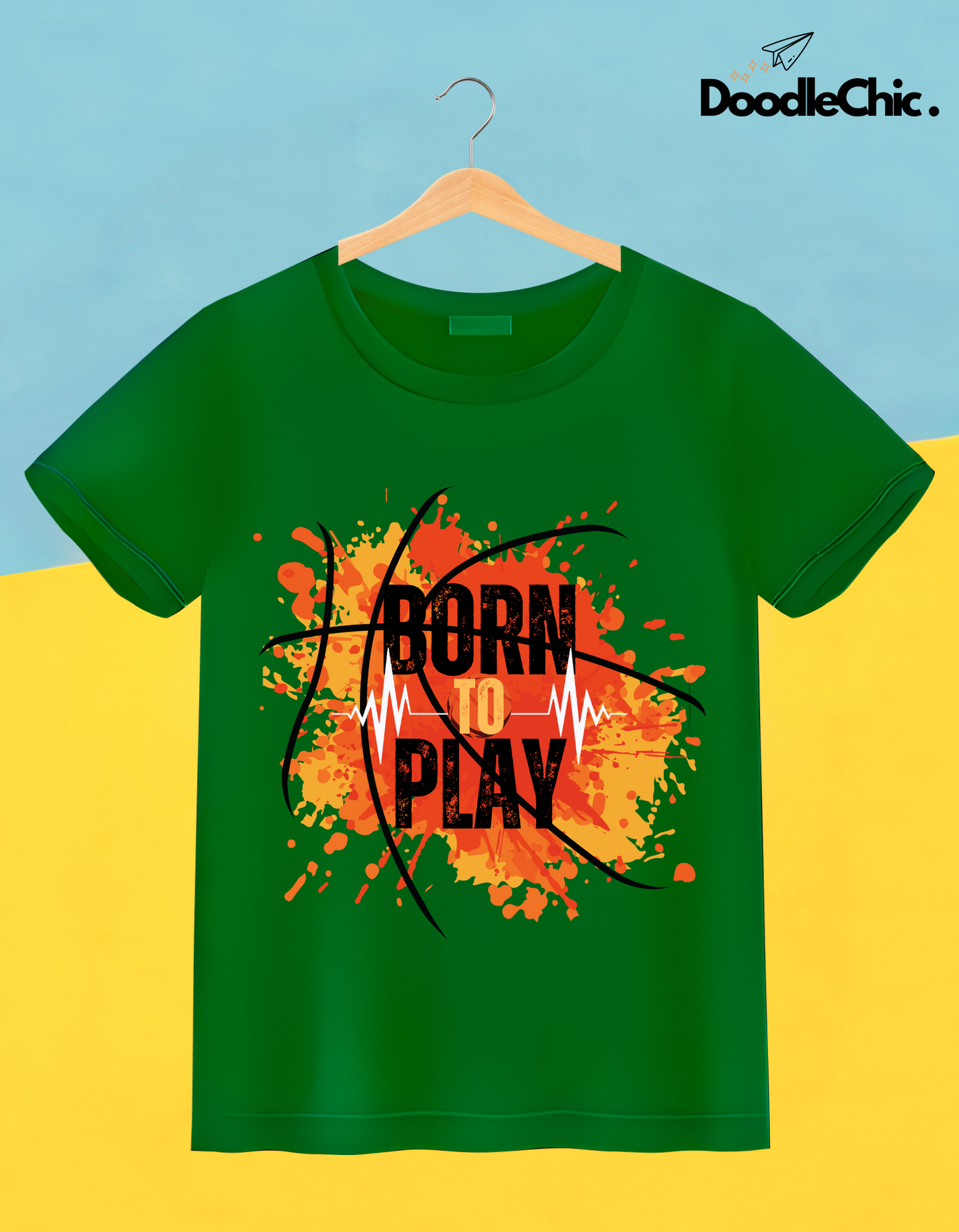 Born to Play Kids Organic Cotton T-shirt Green from DoodleChic