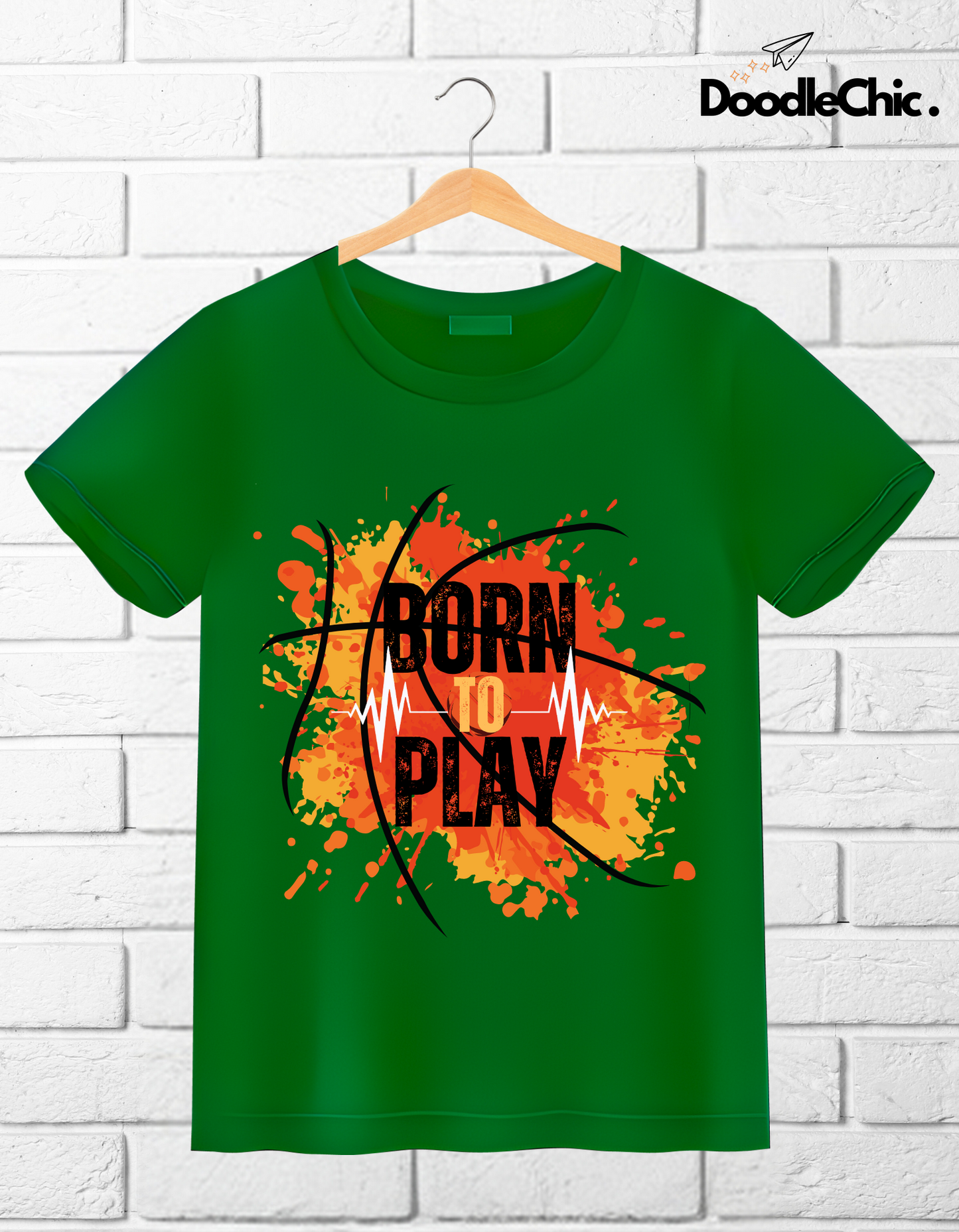 Born to Play Kids Organic Cotton T-shirt Green from DoodleChic